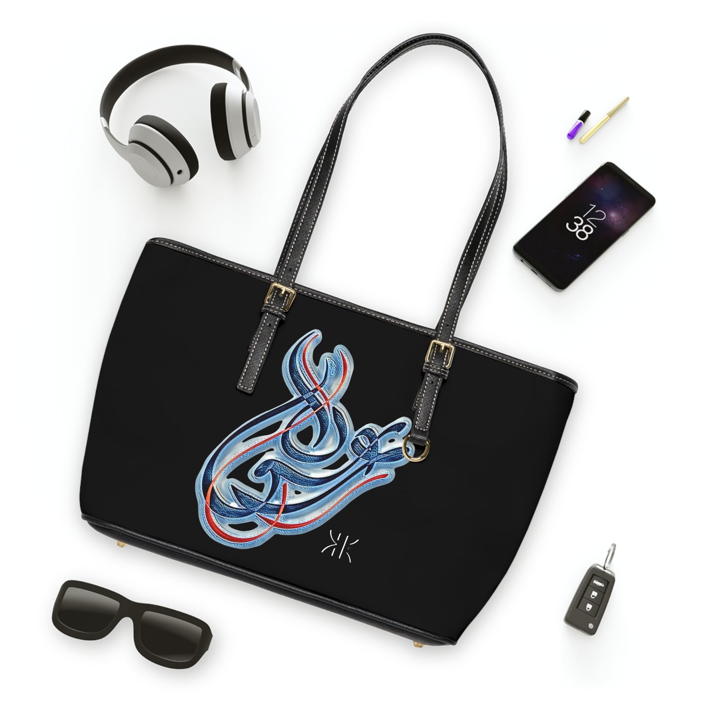 Copy of Elegant PU Leather Shoulder Bag with Artistic Calligraphy Design