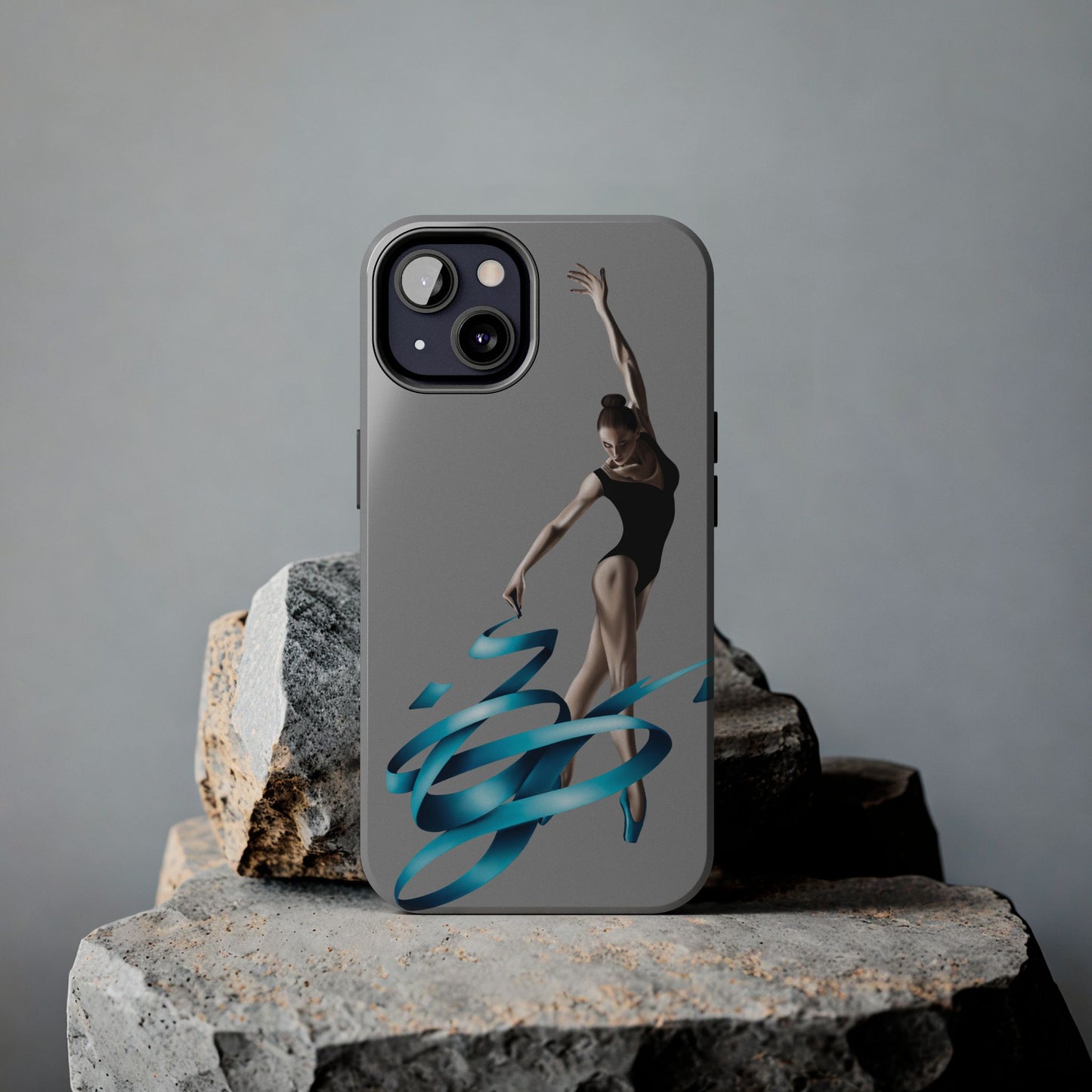 Phone Case - Ballerina with Blue Ribbon Persian Calligraphy Design in Grey