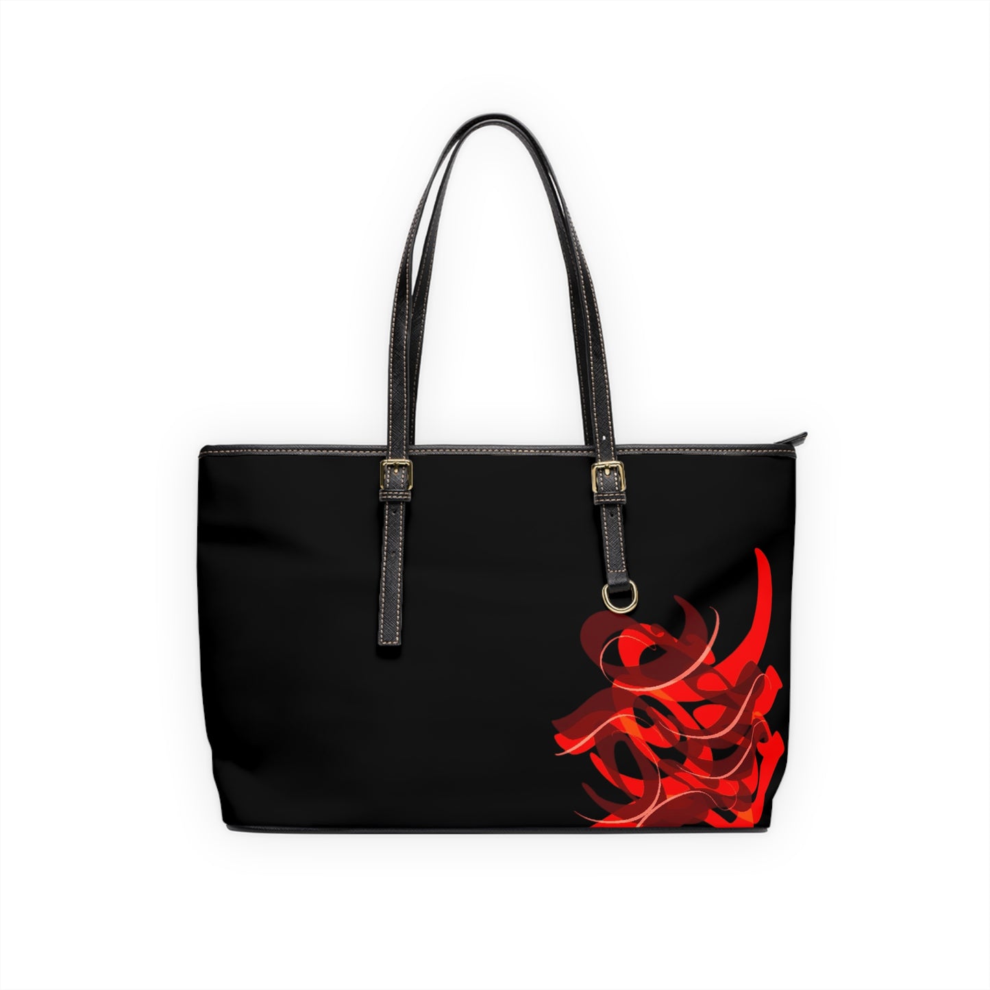 Elegant PU Leather Purse with Artistic Calligraphy Design red and black