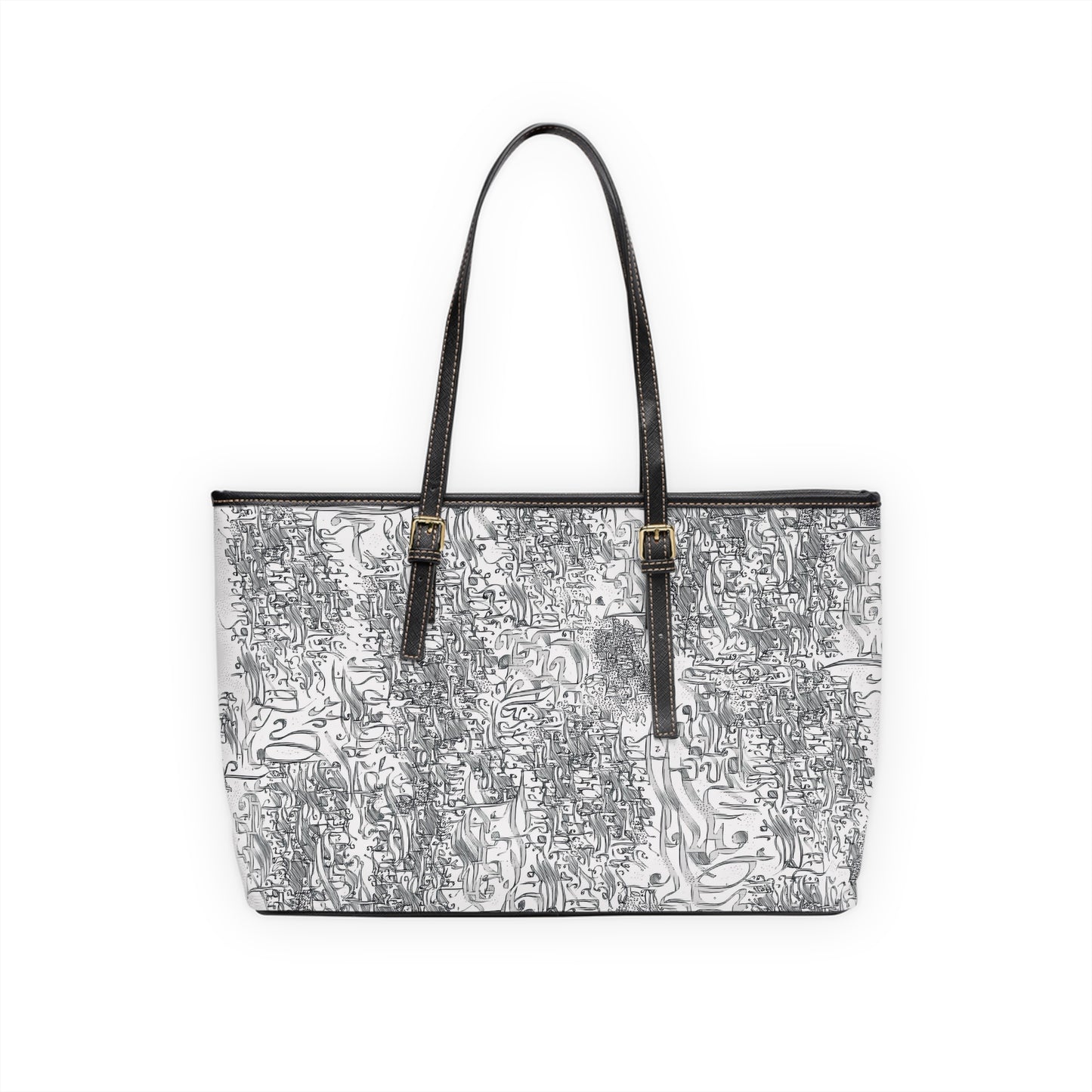 Elegant PU Leather Purse with Artistic Calligraphy Design