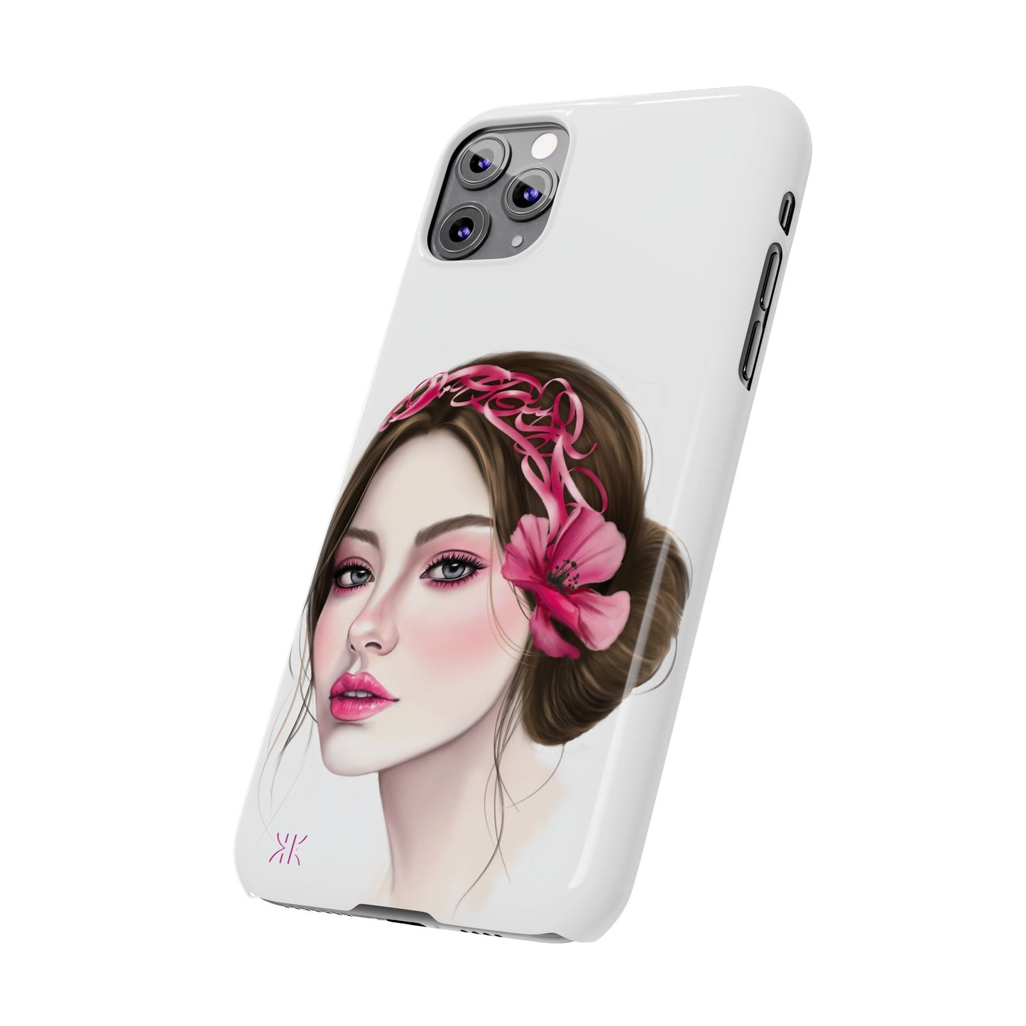 Phone Case - Beautiful Girl Headband Calligraphy Pink
