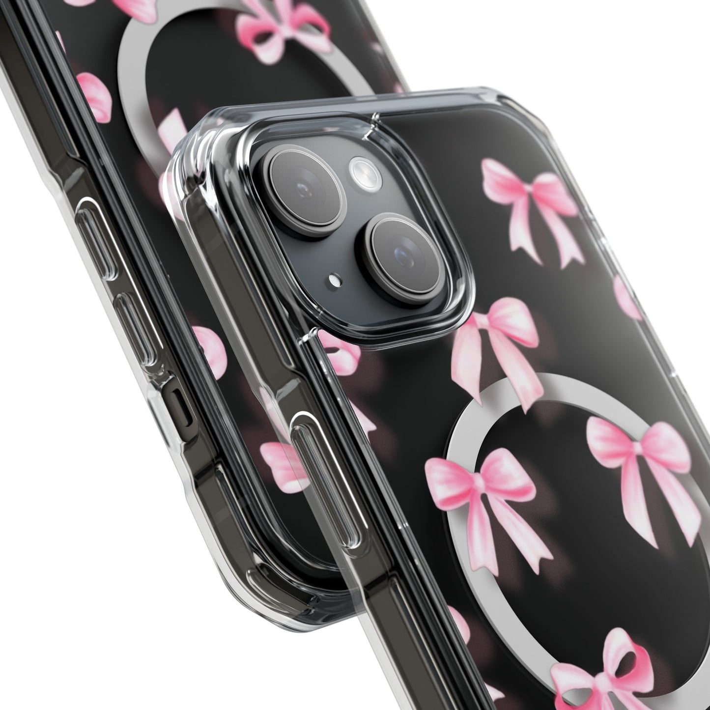 Pink Bows🎀 Magnetic Clear Impact Cases with Pink Bow Design | Stylish Phone Protection, Gifts for Her, Trendy Accessories, Birthday Gifts, Cute Tech