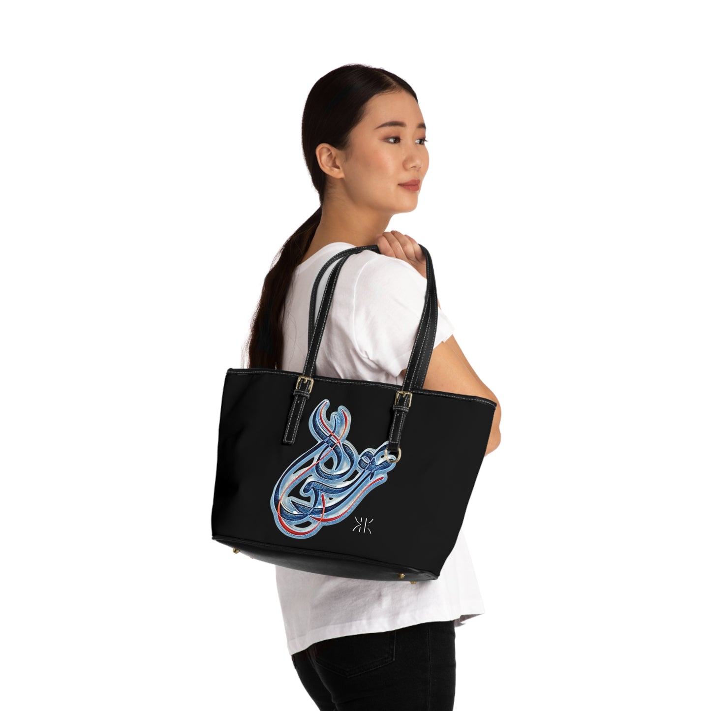Copy of Elegant PU Leather Shoulder Bag with Artistic Calligraphy Design