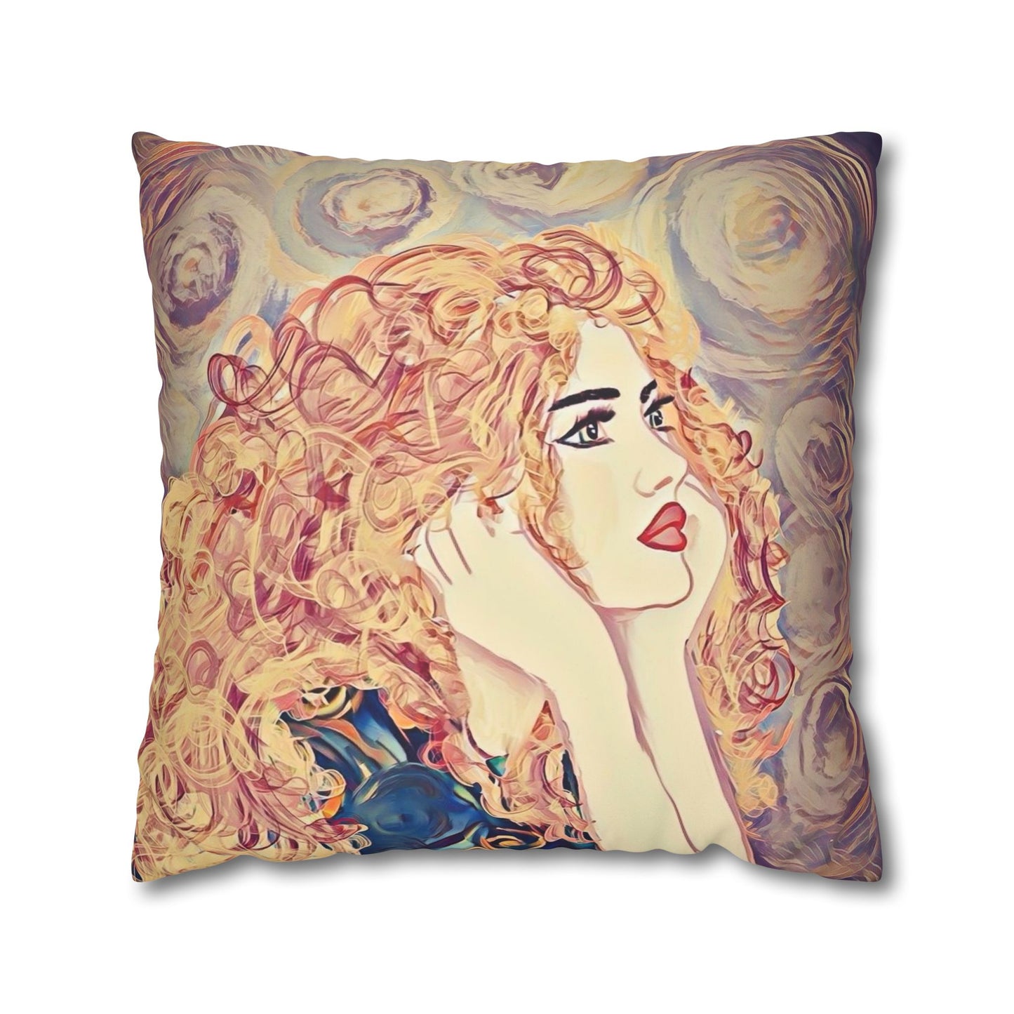 Square Pillowcase - Modern Art Portrait Watercolour Design