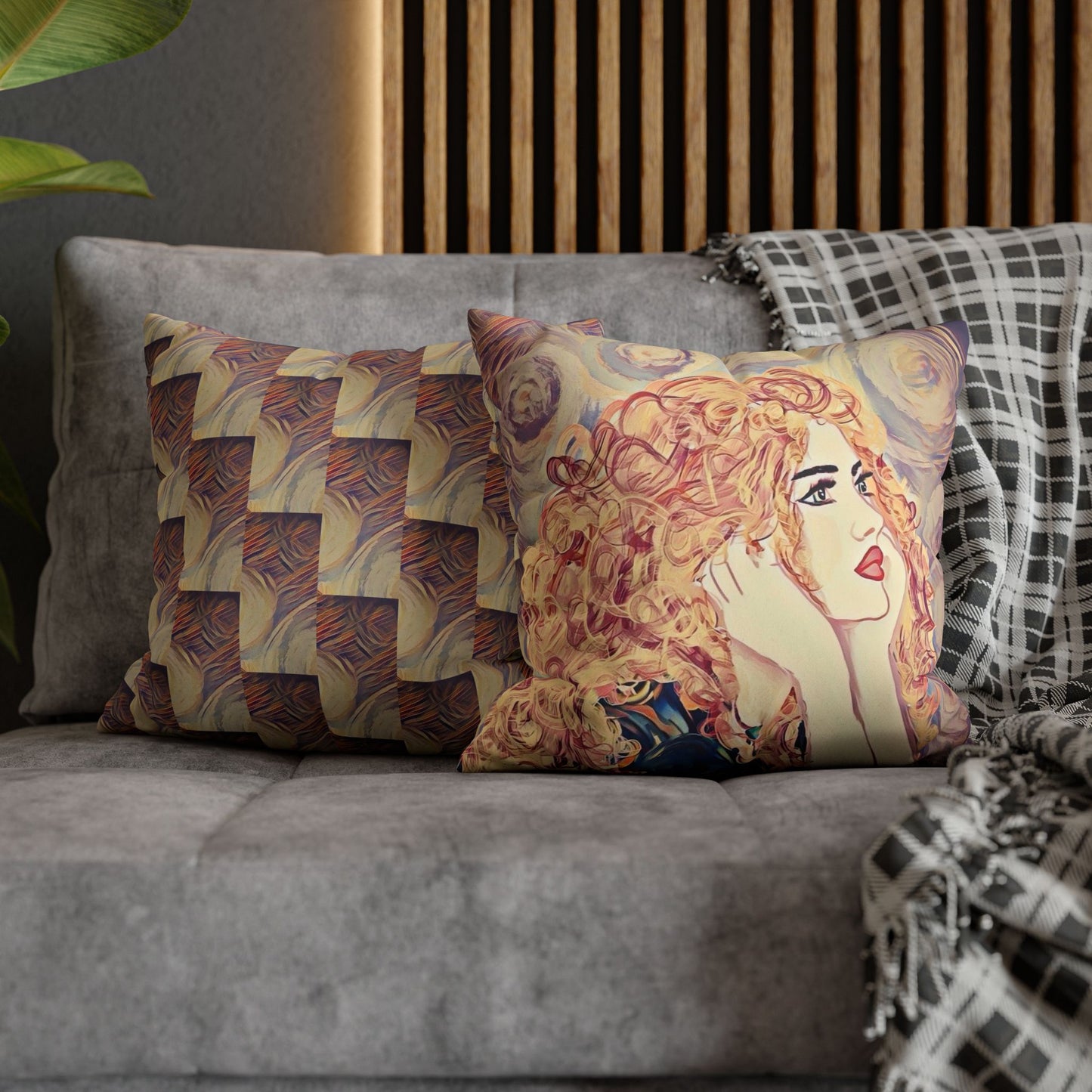 Copy of Square Pillowcase - Modern Art Portrait Watercolour Design