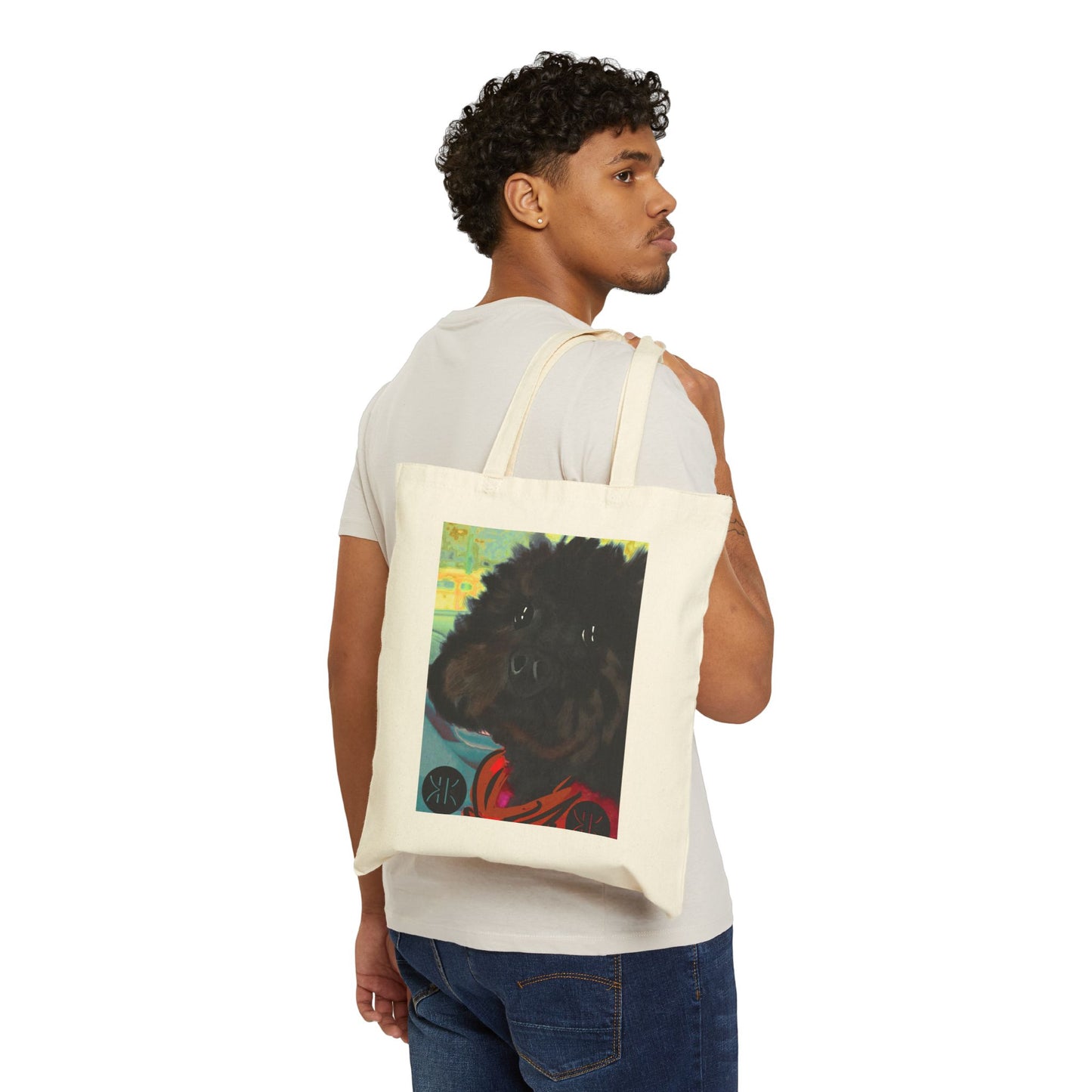 Adorable Dog Art Cotton Canvas Tote Bag - Perfect for Pet Lovers