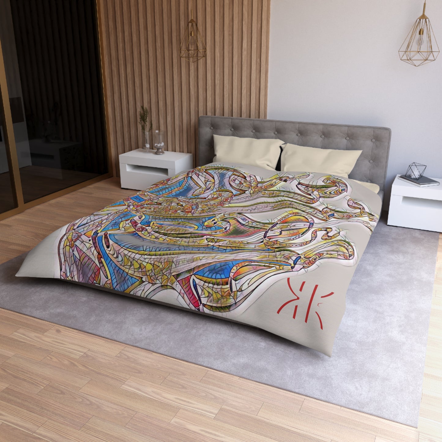 Kalli K Serenity Microfiber Duvet Cover – Elegant Modern Calligraphy design for your Bedrooms