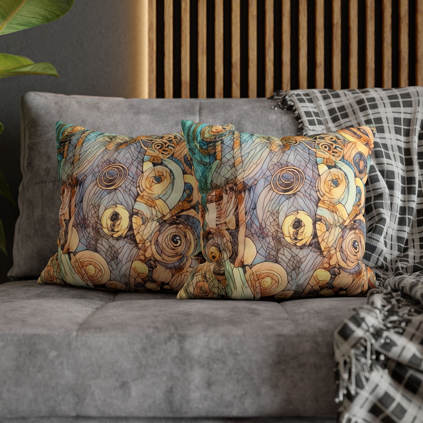 Ethereal Swirls design Faux Suede Square Pillow Cover