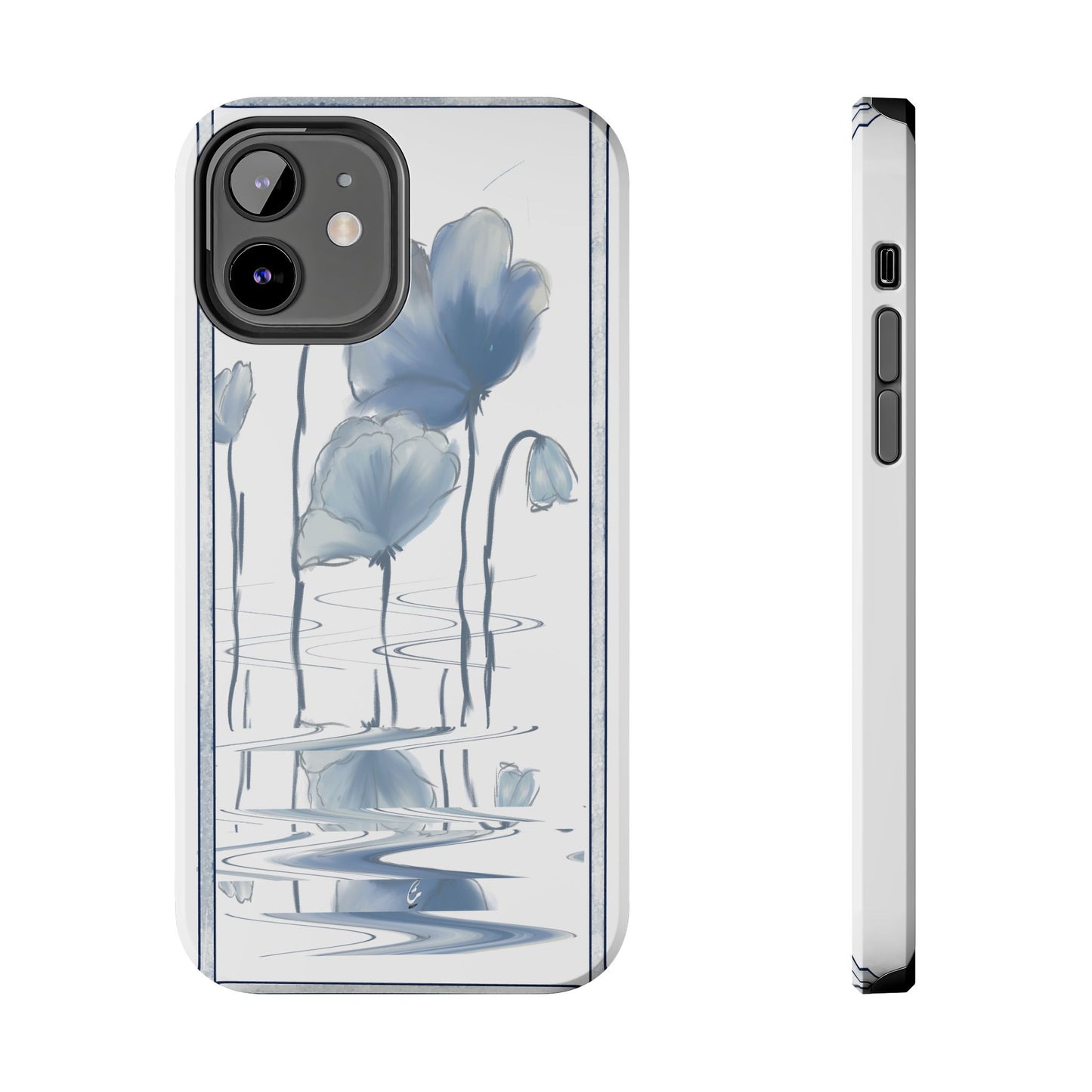 Floral Tough Phone Case - Watercolour Blue Flora Collection