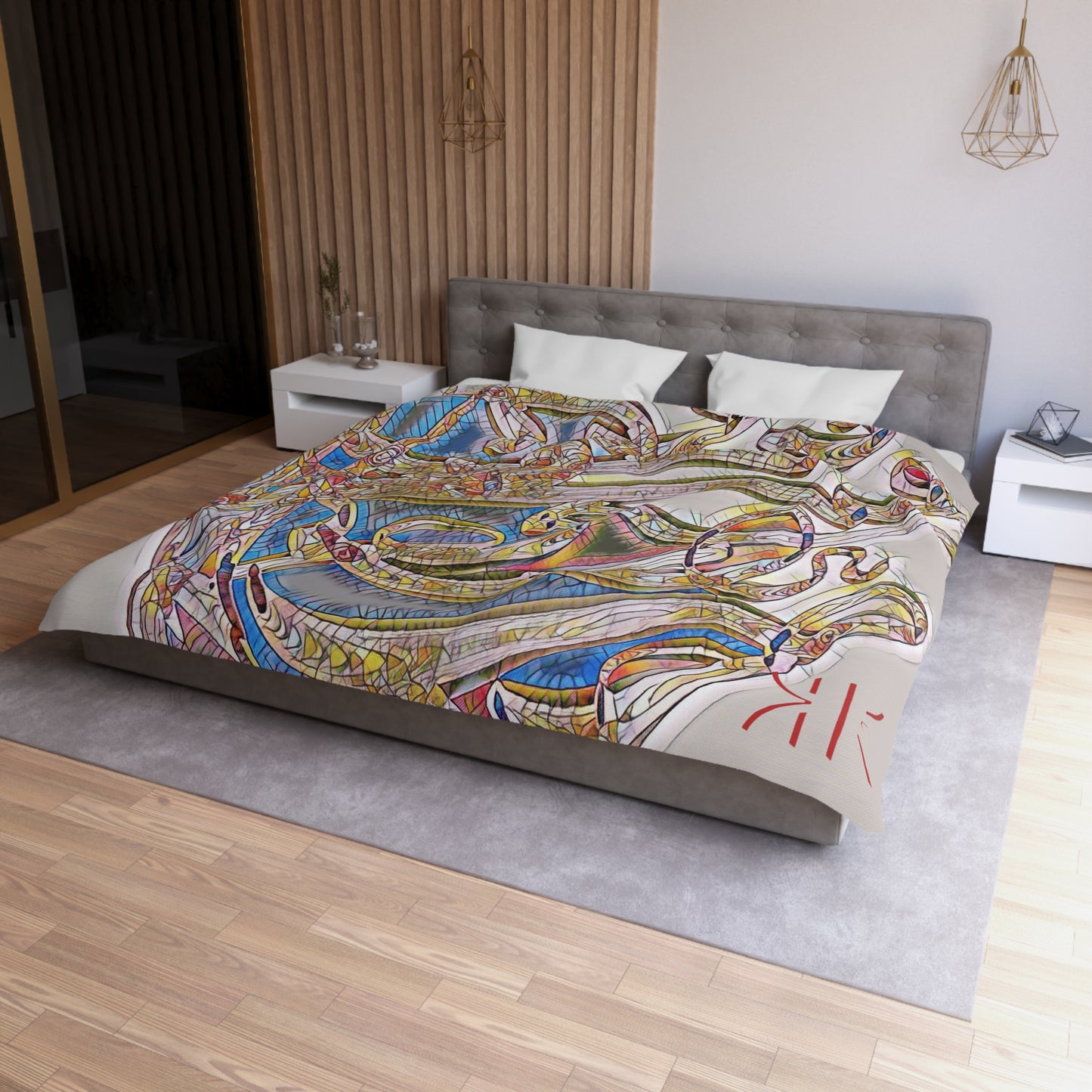 Kalli K Serenity Microfiber Duvet Cover – Elegant Modern Calligraphy design for your Bedrooms