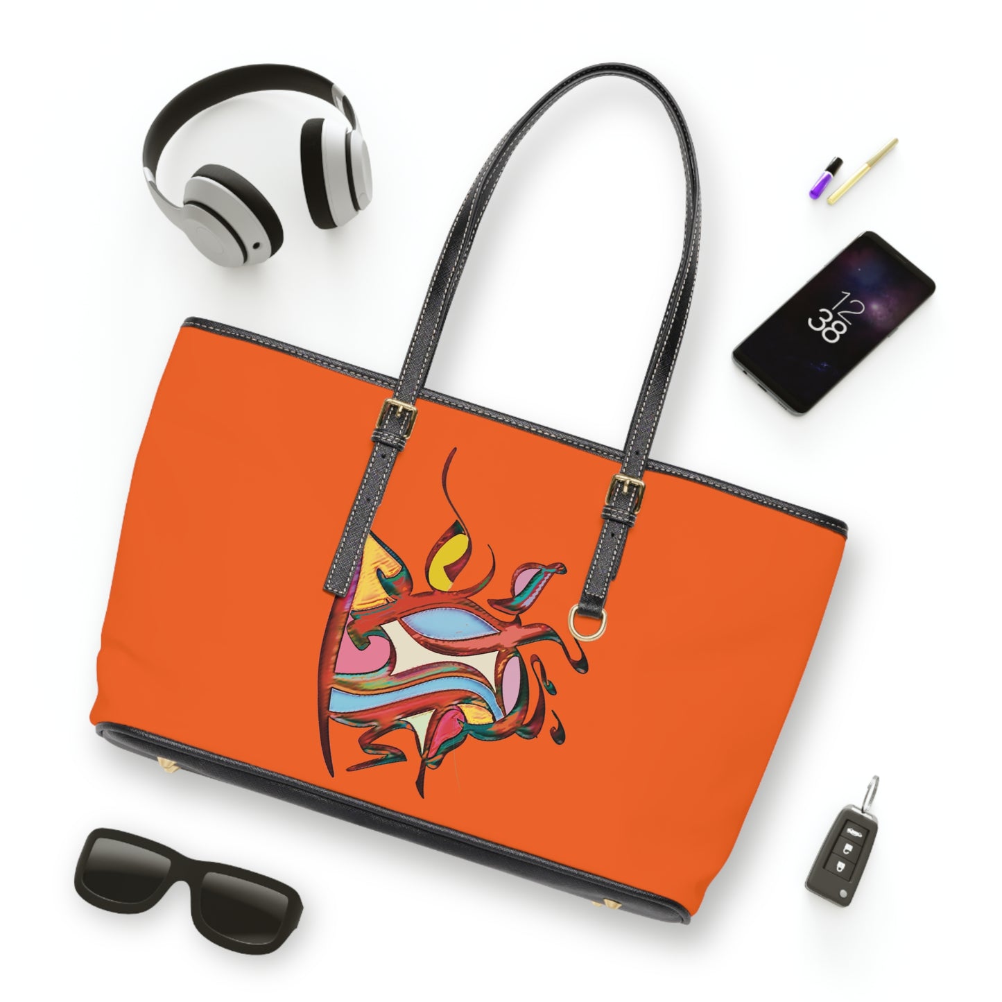 Elegant PU Leather Purse with Artistic Calligraphy Design