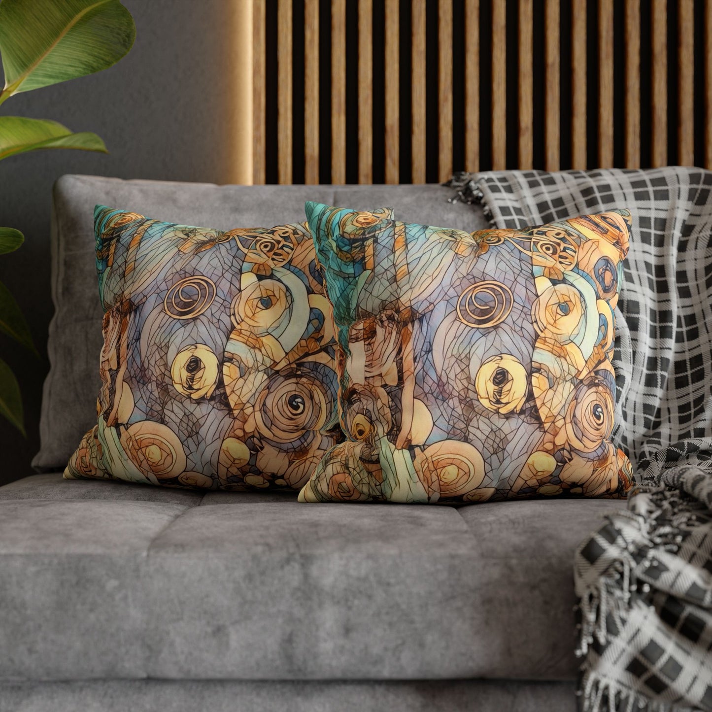 Ethereal Swirls design Faux Suede Square Pillow Cover