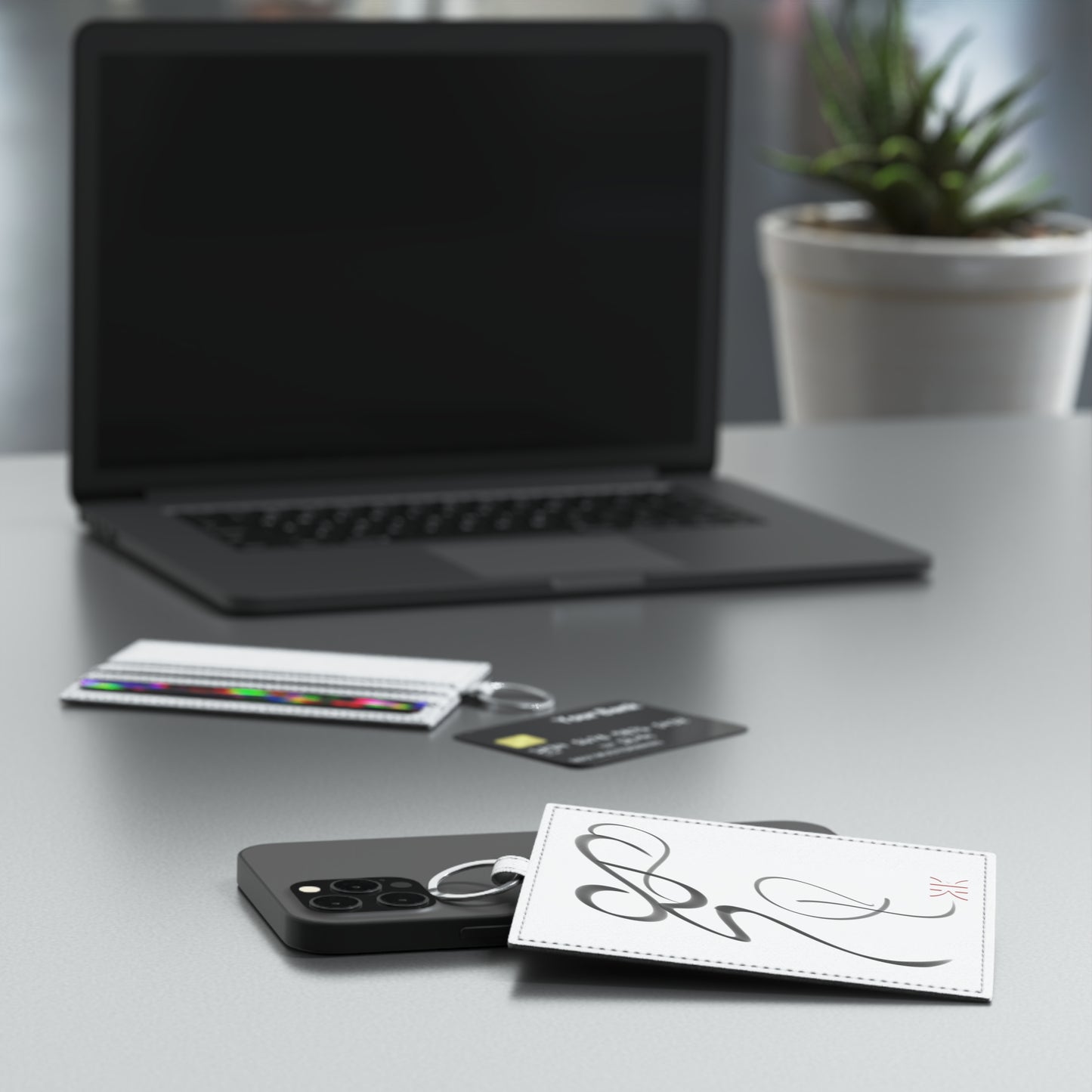 Modern Calligraphy Saffiano Leather Card Holder Hich Series