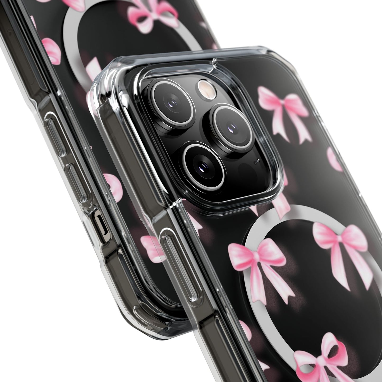 Pink Bows🎀 Magnetic Clear Impact Cases with Pink Bow Design | Stylish Phone Protection, Gifts for Her, Trendy Accessories, Birthday Gifts, Cute Tech