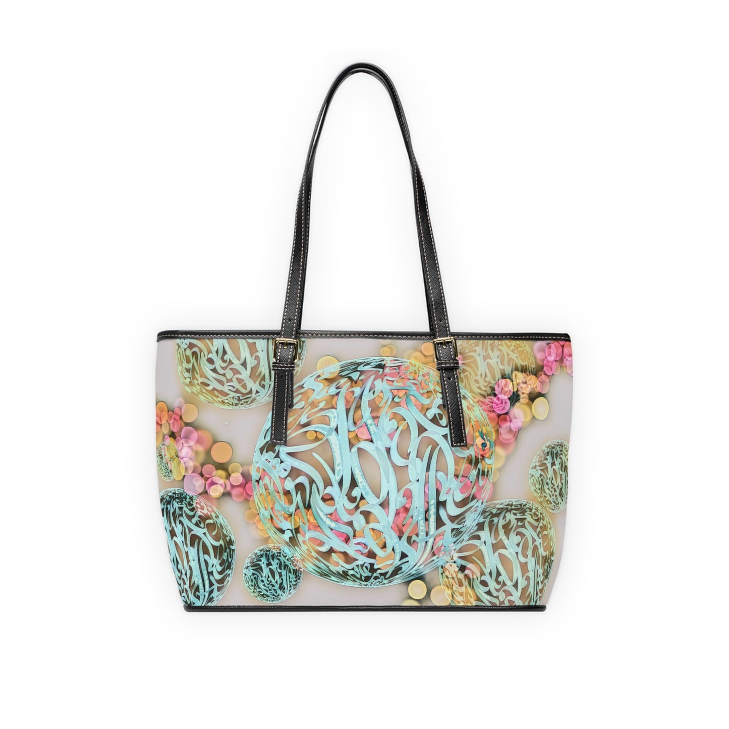 Elegant PU Leather Purse with Artistic Calligraphy Design