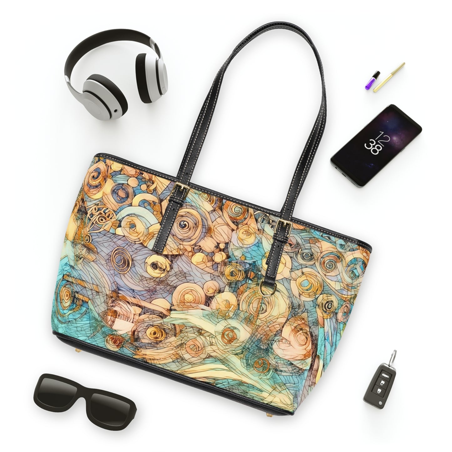 Copy of Elegant PU Leather Shoulder Bag with Artistic Calligraphy Design