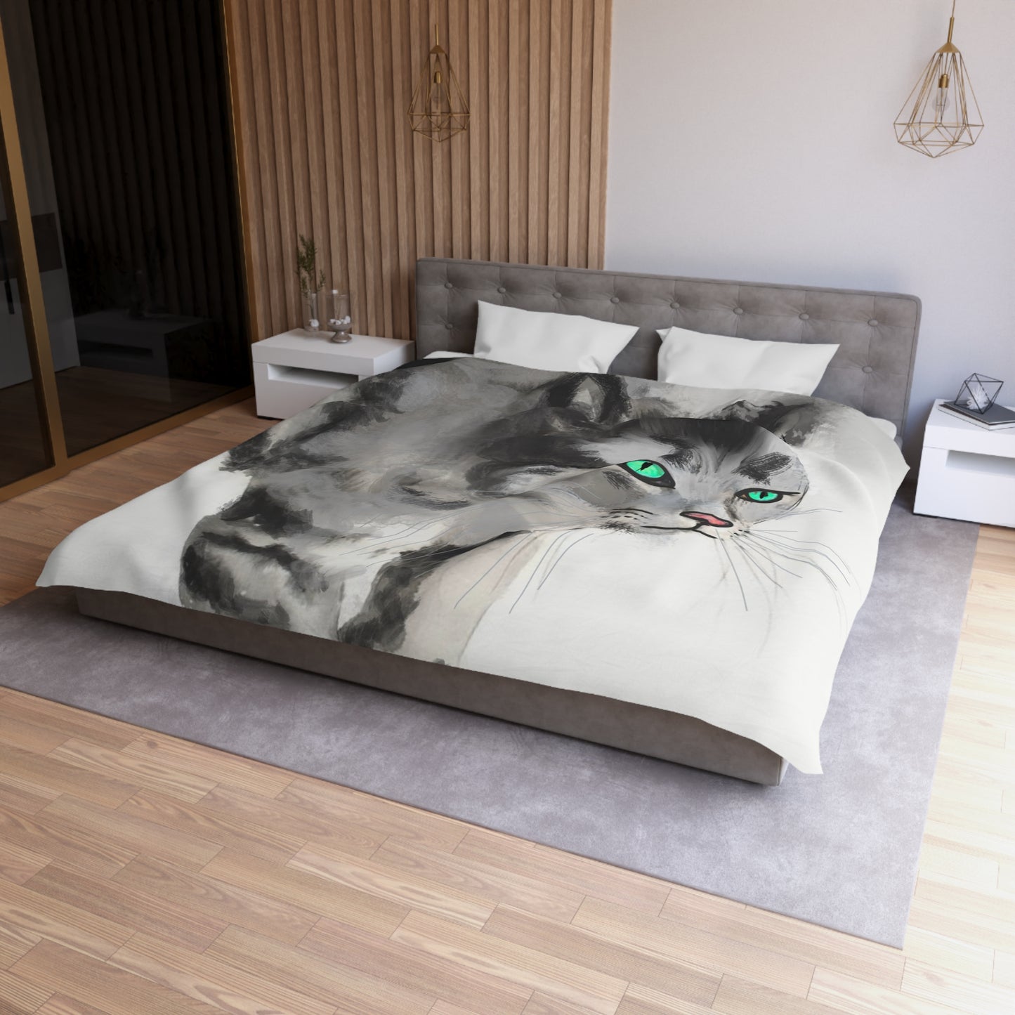 Serenity Microfiber Duvet Cover – Elegant Water ink painting for Cozy Bedrooms.