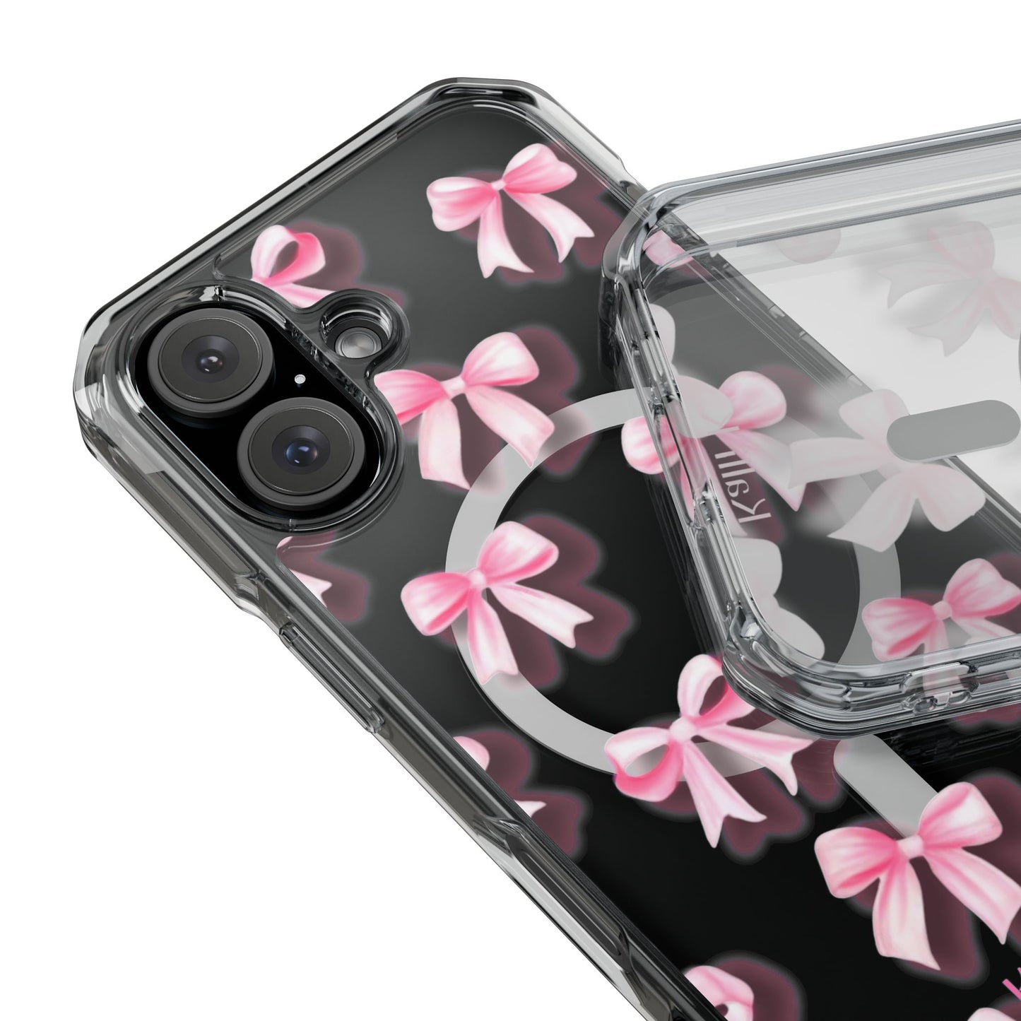 Pink Bows🎀 Magnetic Clear Impact Cases with Pink Bow Design | Stylish Phone Protection, Gifts for Her, Trendy Accessories, Birthday Gifts, Cute Tech