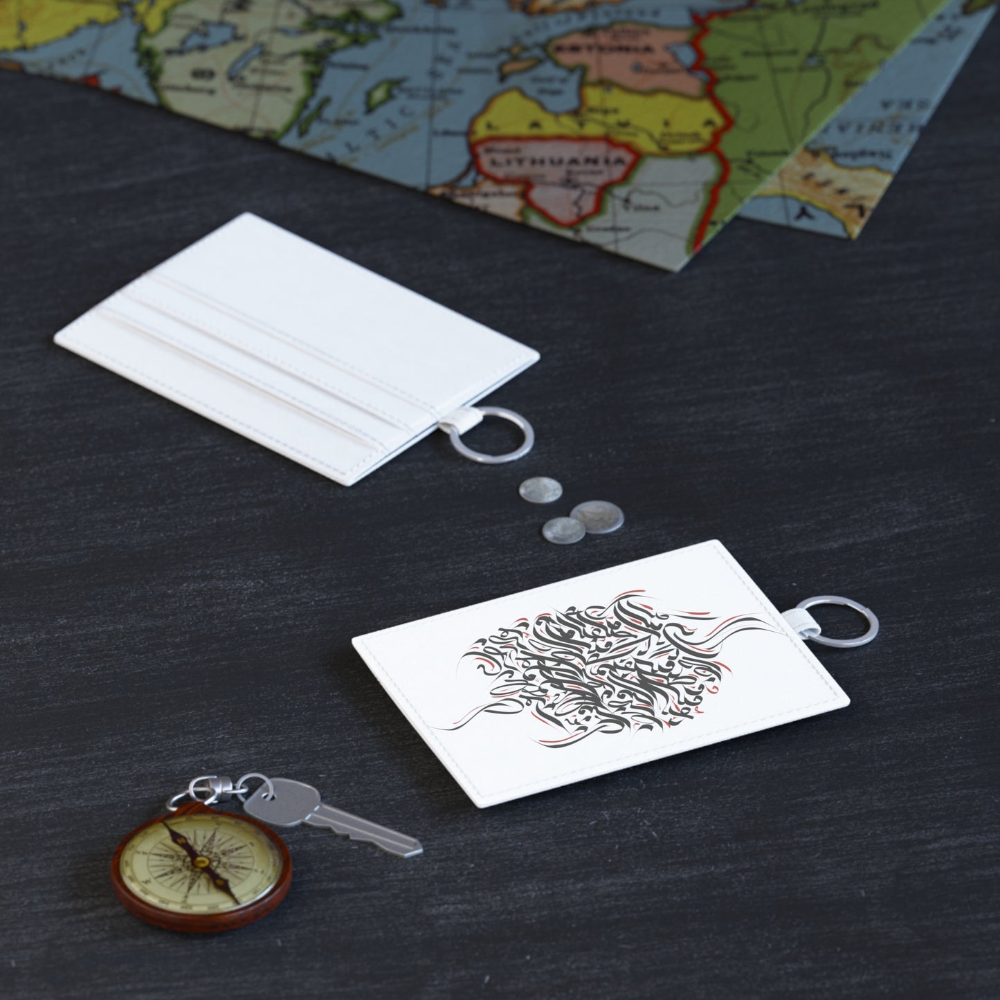 Modern Calligraphy Saffiano Leather Card Holder