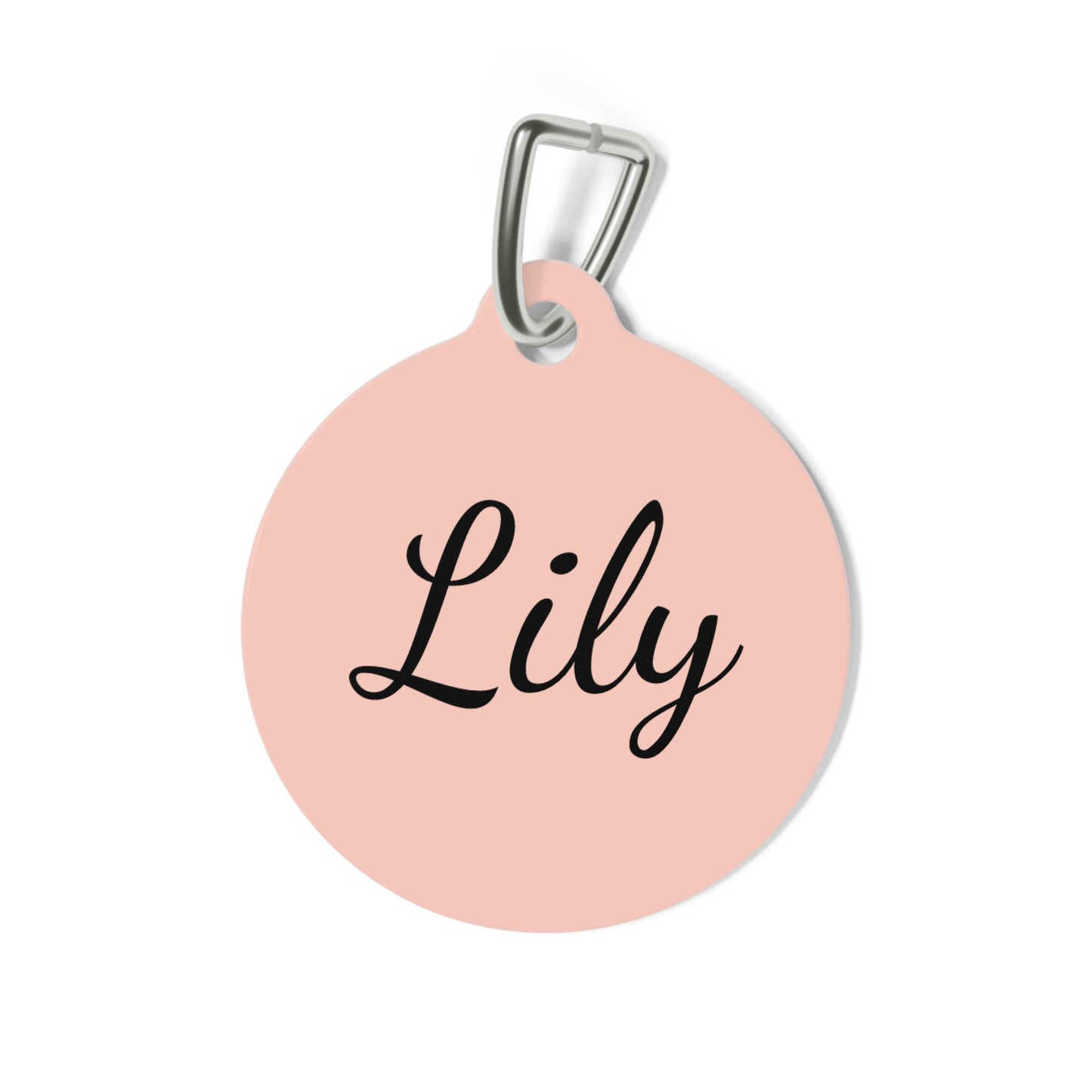 Personalized Pet Tag with Cute Dog Illustration – Custom Name Dog ID Tag in Pink