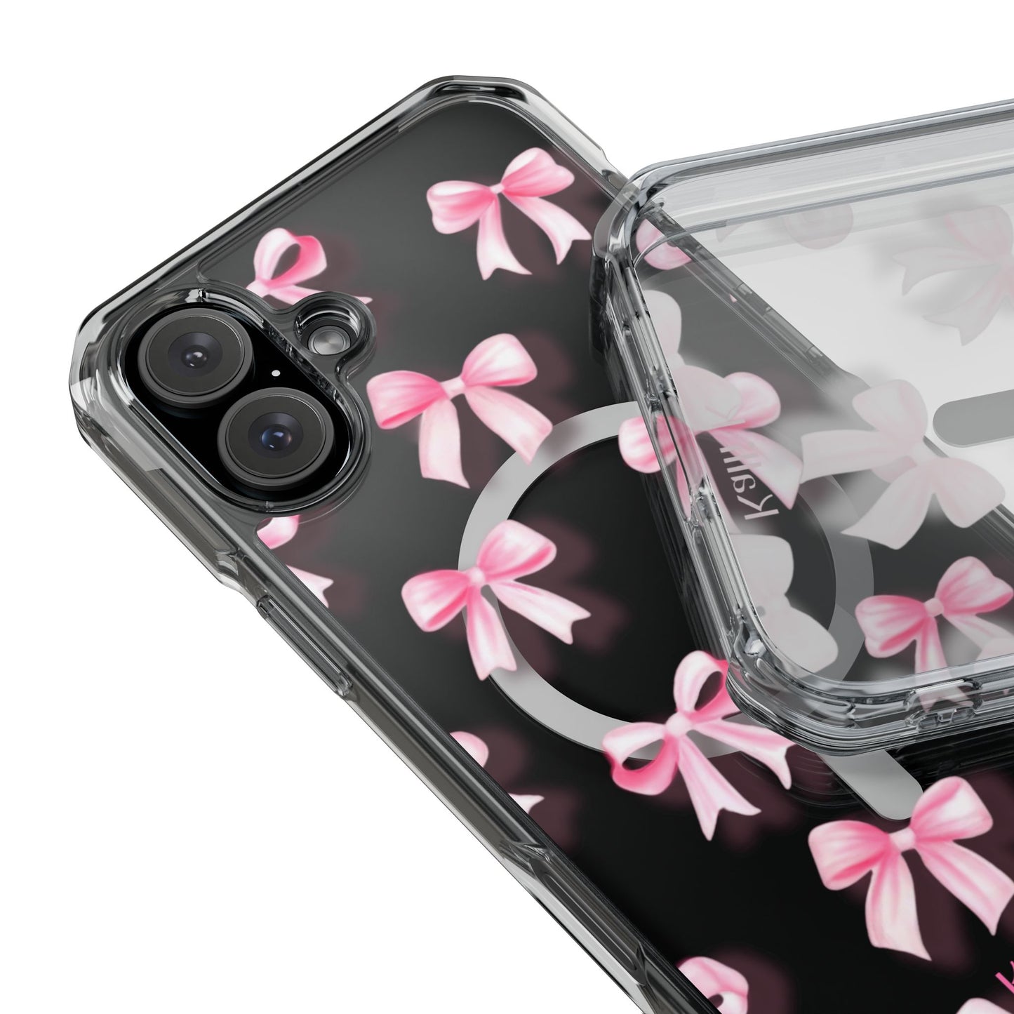 Pink Bows🎀 Magnetic Clear Impact Cases with Pink Bow Design | Stylish Phone Protection, Gifts for Her, Trendy Accessories, Birthday Gifts, Cute Tech