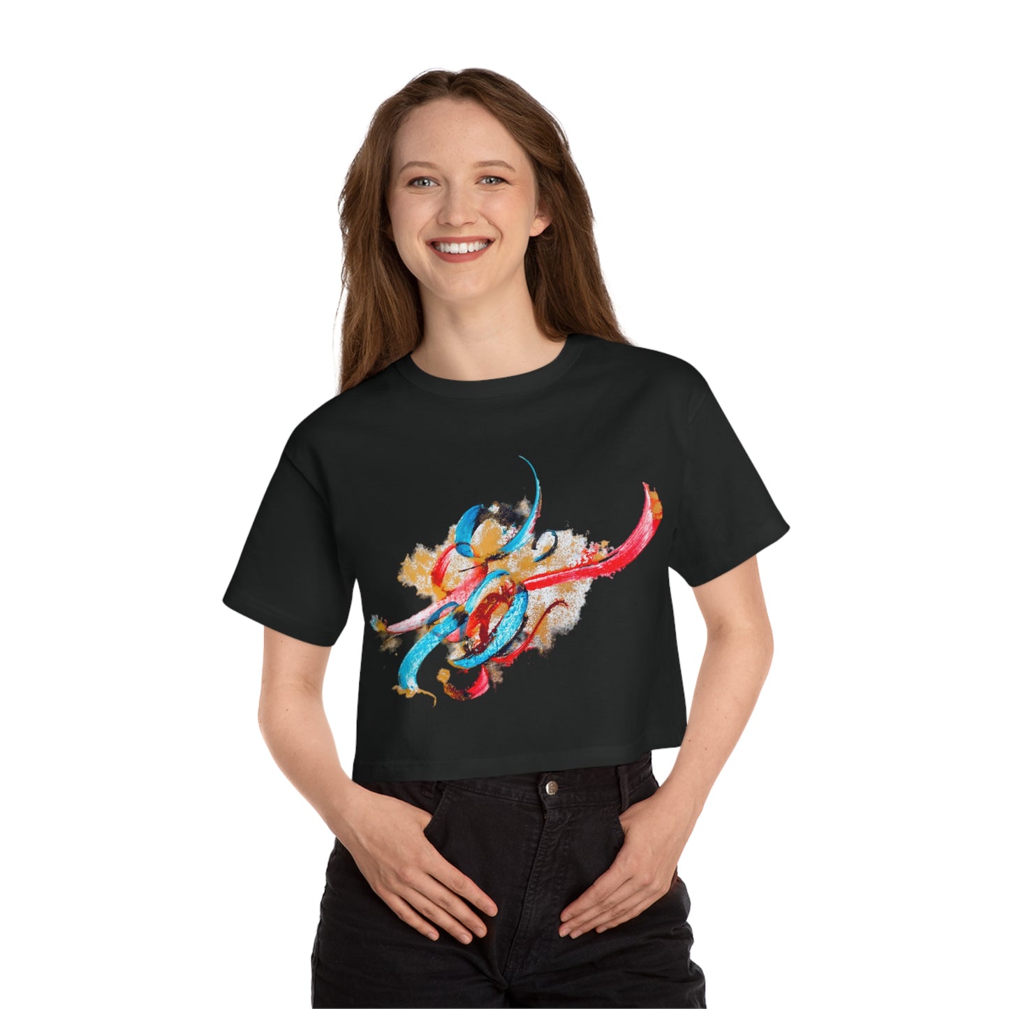 Kalli K X Champion Women's Cropped T-Shirt with Artistic Design