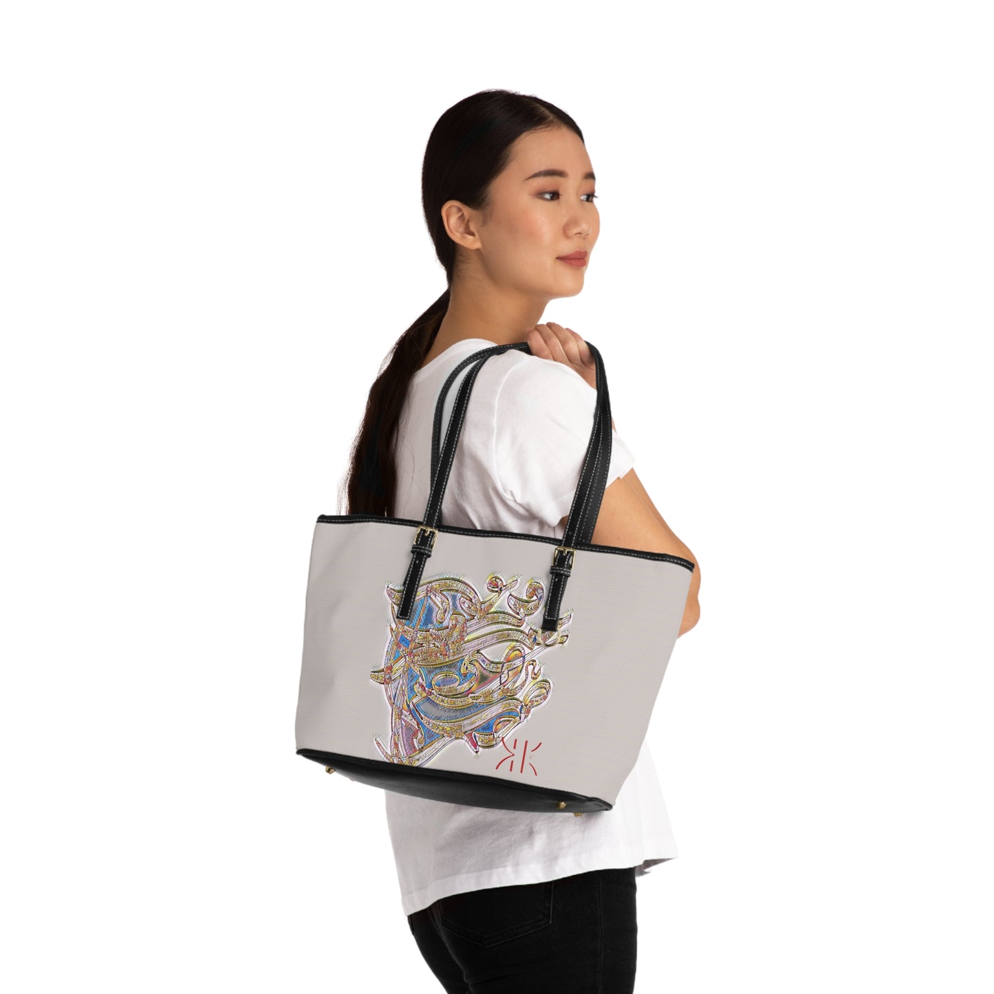 Copy of ' Elegant PU Leather Shoulder Bag with Artistic Calligraphy Design