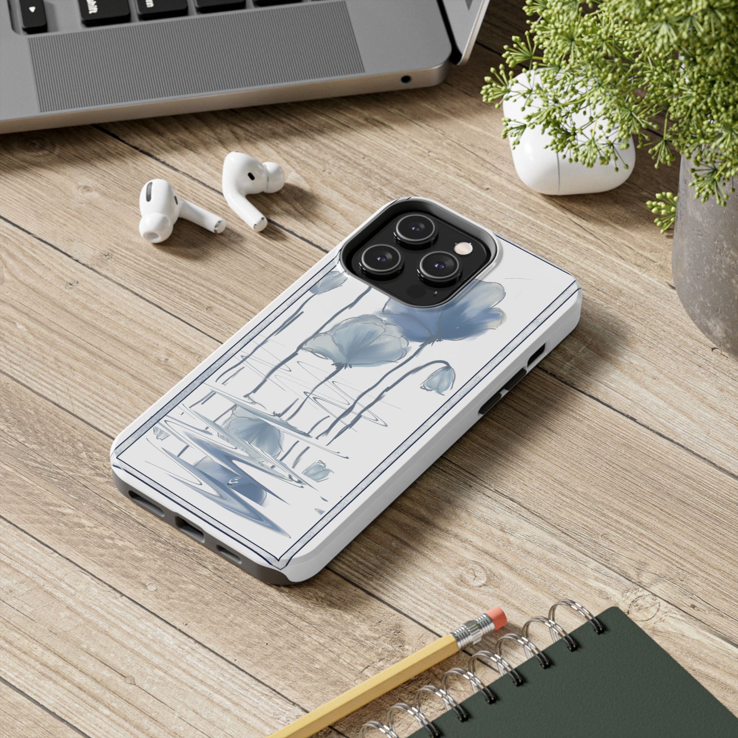 Floral Tough Phone Case - Watercolour Blue Flora Collection