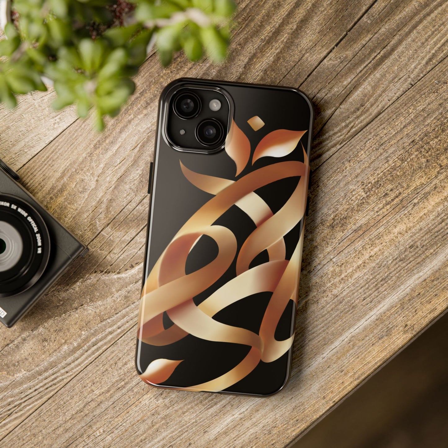 Gold Ribbon Phone Case Persian Calligraphy Modern Handwriting