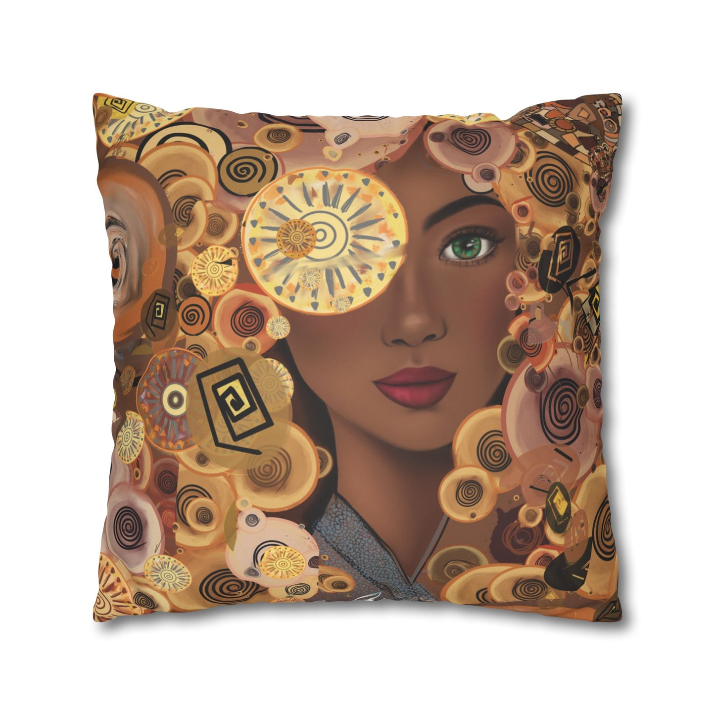 Persian art inspired beauty Faux Suede Square Pillow Cover