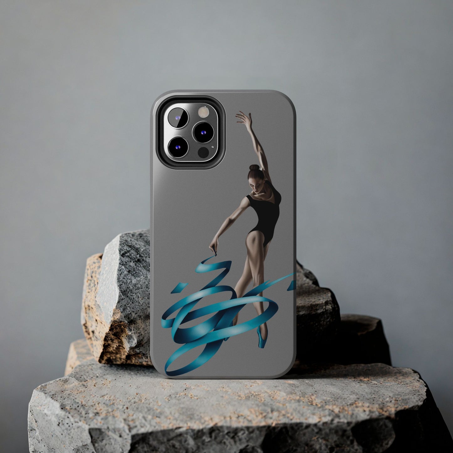 Phone Case - Ballerina with Blue Ribbon Persian Calligraphy Design in Grey