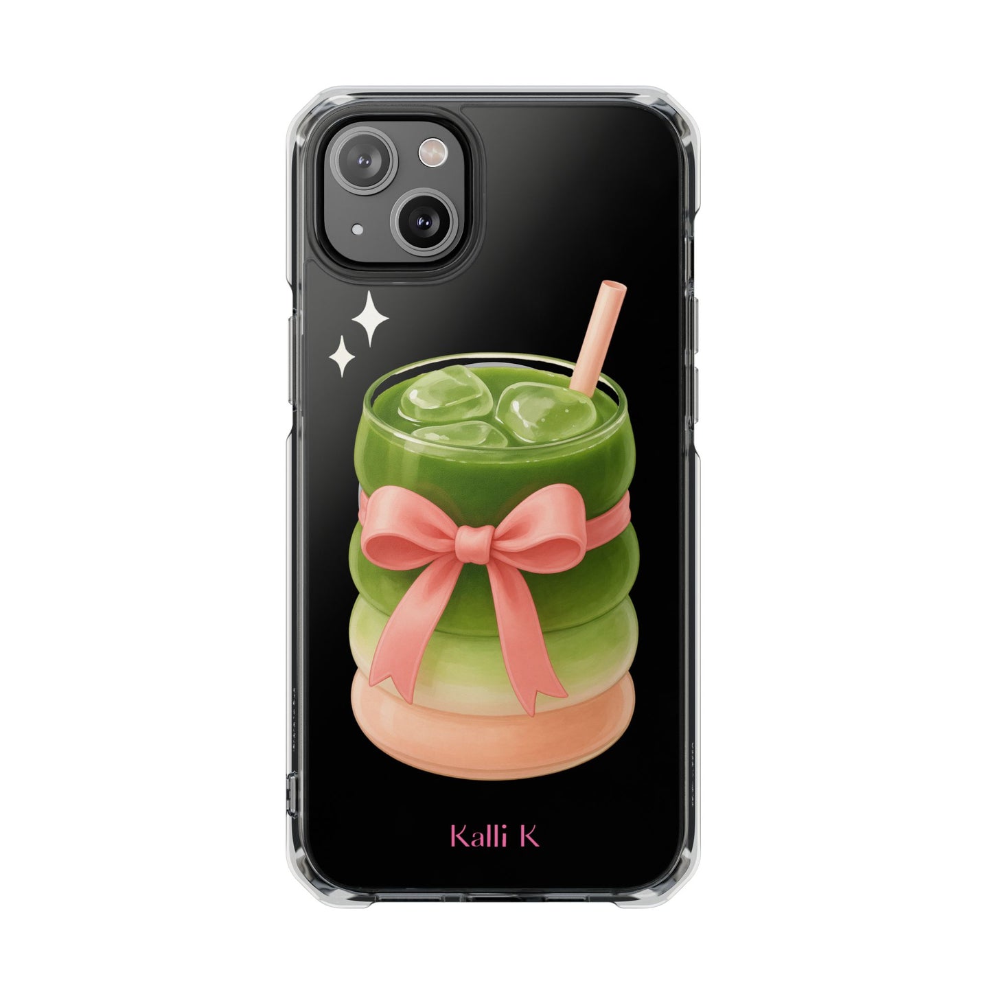 Macha girlie🎀 Magnetic Clear Impact Cases with Pink Bow Design | Stylish Phone Protection, Gifts for Her, Trendy Accessories, Birthday Gifts, Cute Tech