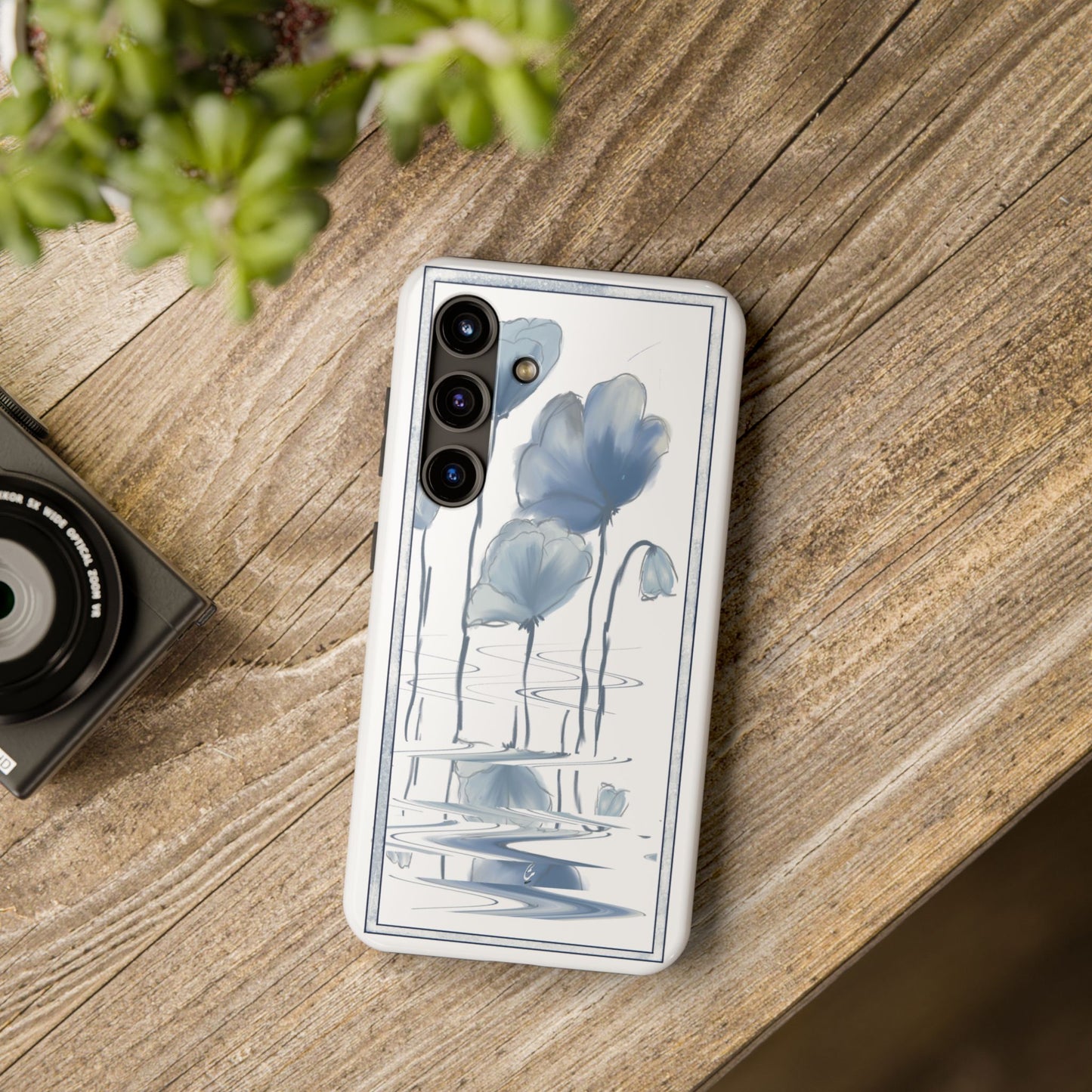 Floral Tough Phone Case - Watercolour Blue Flora Collection