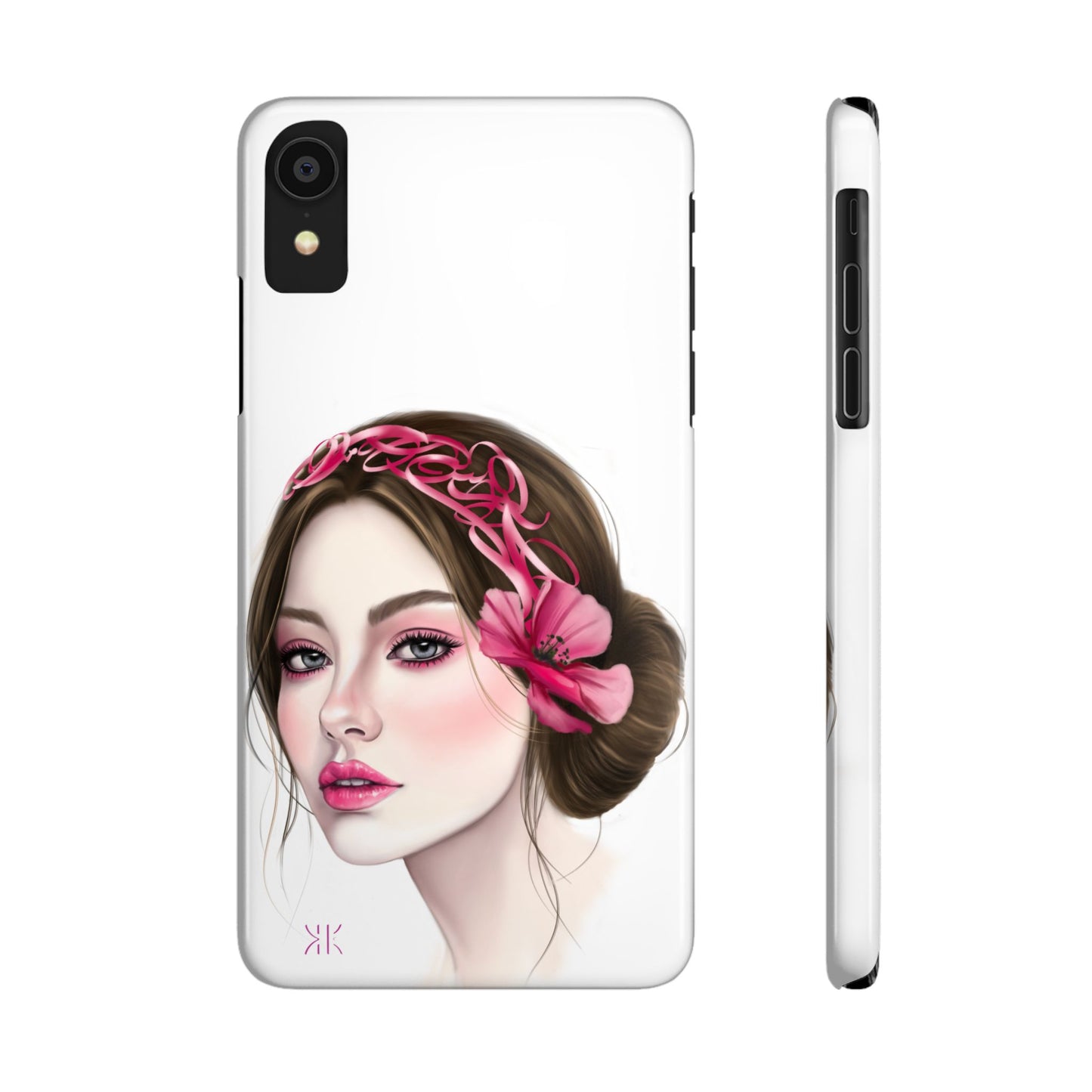 Phone Case - Beautiful Girl Headband Calligraphy Pink