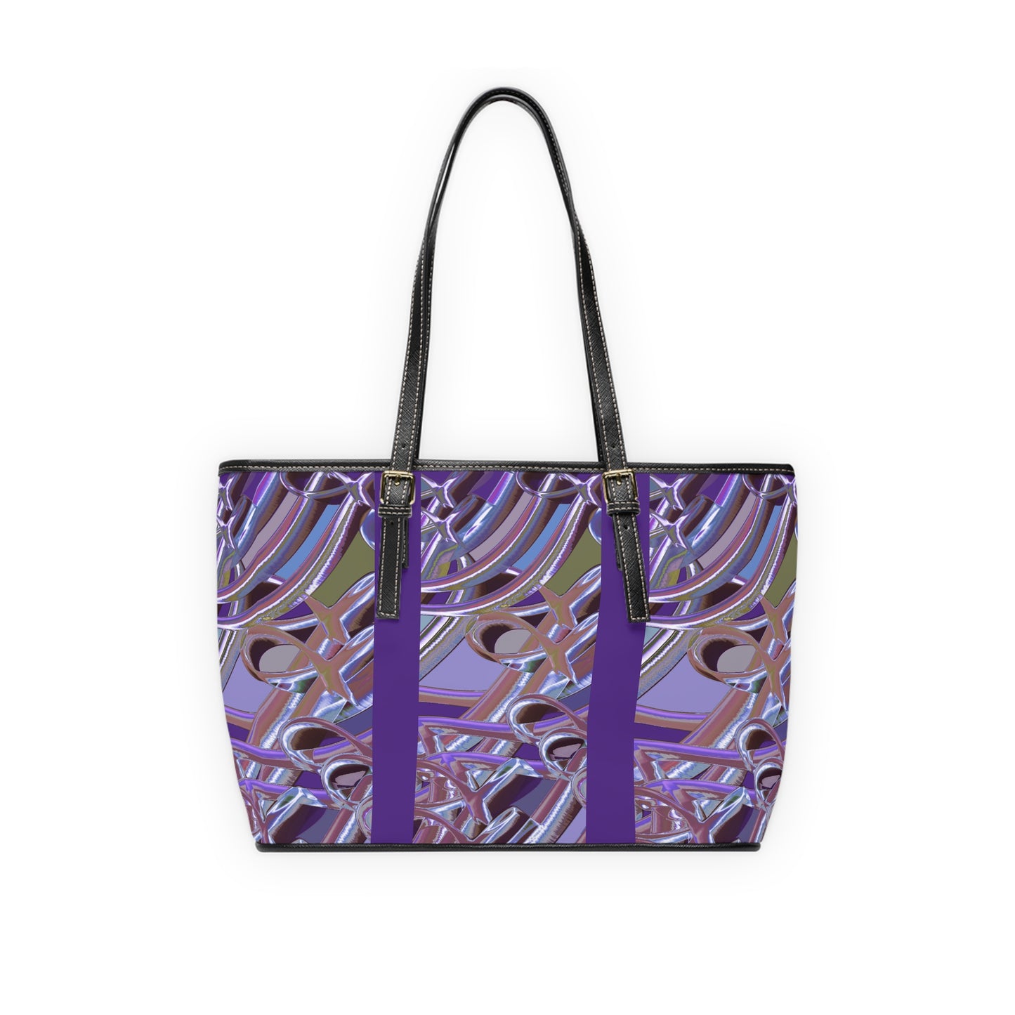 Elegant PU Leather Shoulder Bag with Artistic Calligraphy Design