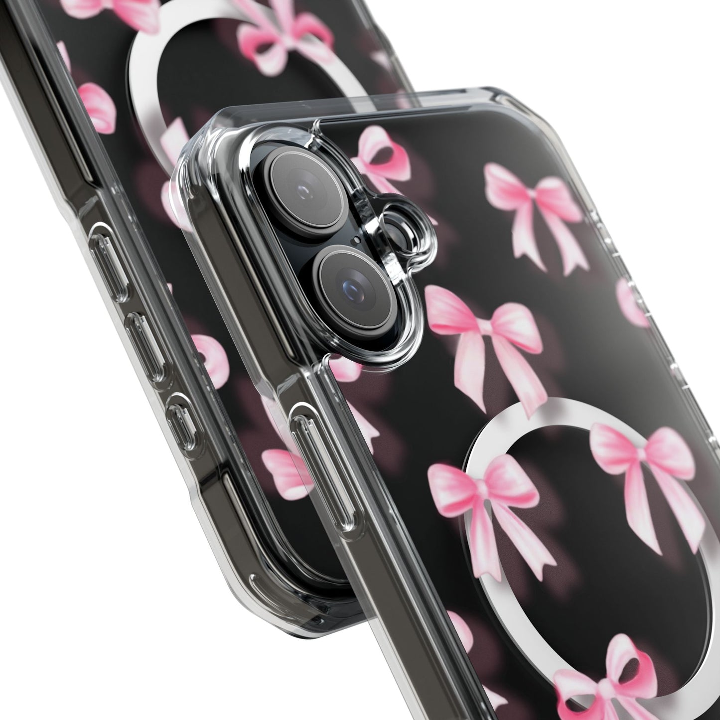 Pink Bows🎀 Magnetic Clear Impact Cases with Pink Bow Design | Stylish Phone Protection, Gifts for Her, Trendy Accessories, Birthday Gifts, Cute Tech