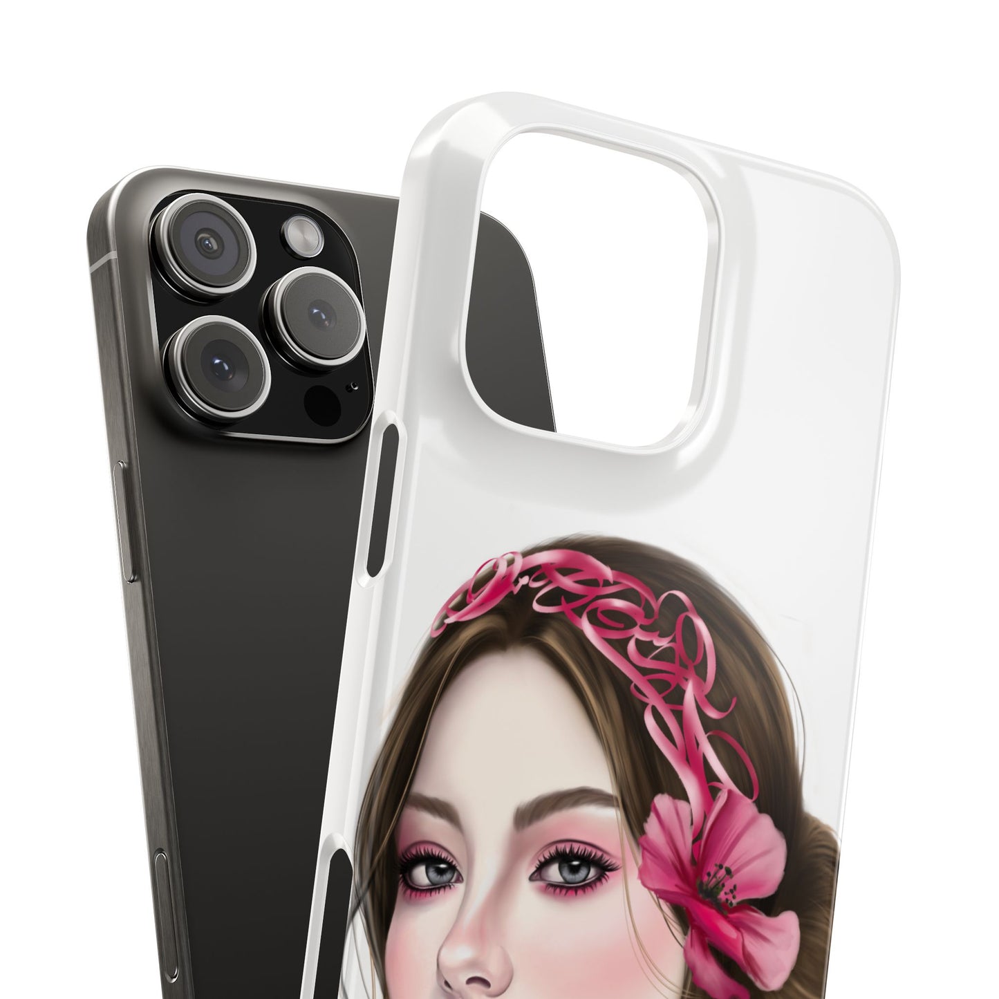 Phone Case - Beautiful Girl Headband Calligraphy Pink