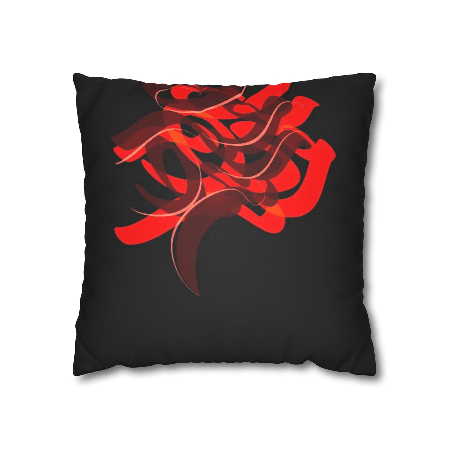 Square Pillowcase - Persian Calligraphy Faux Suede Design