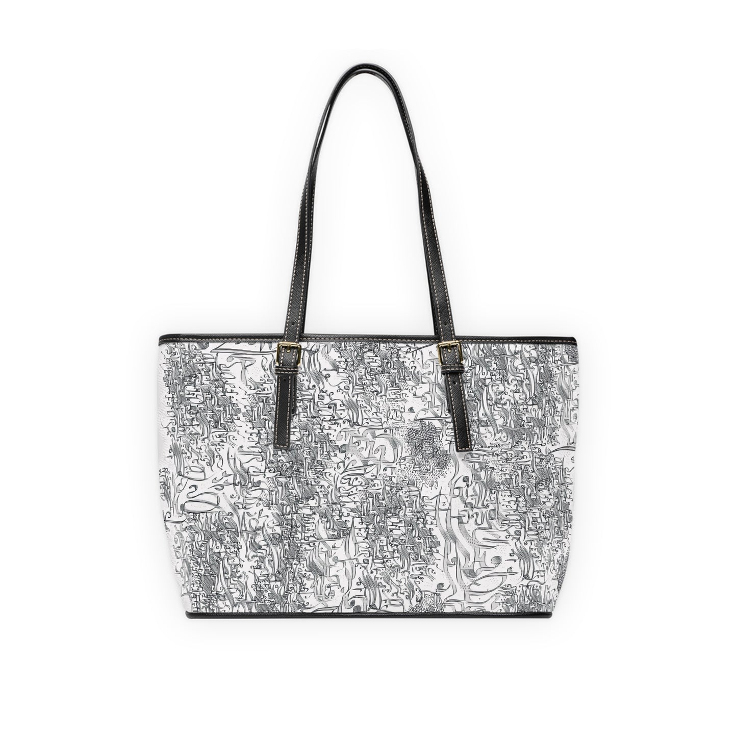 Elegant PU Leather Purse with Artistic Calligraphy Design