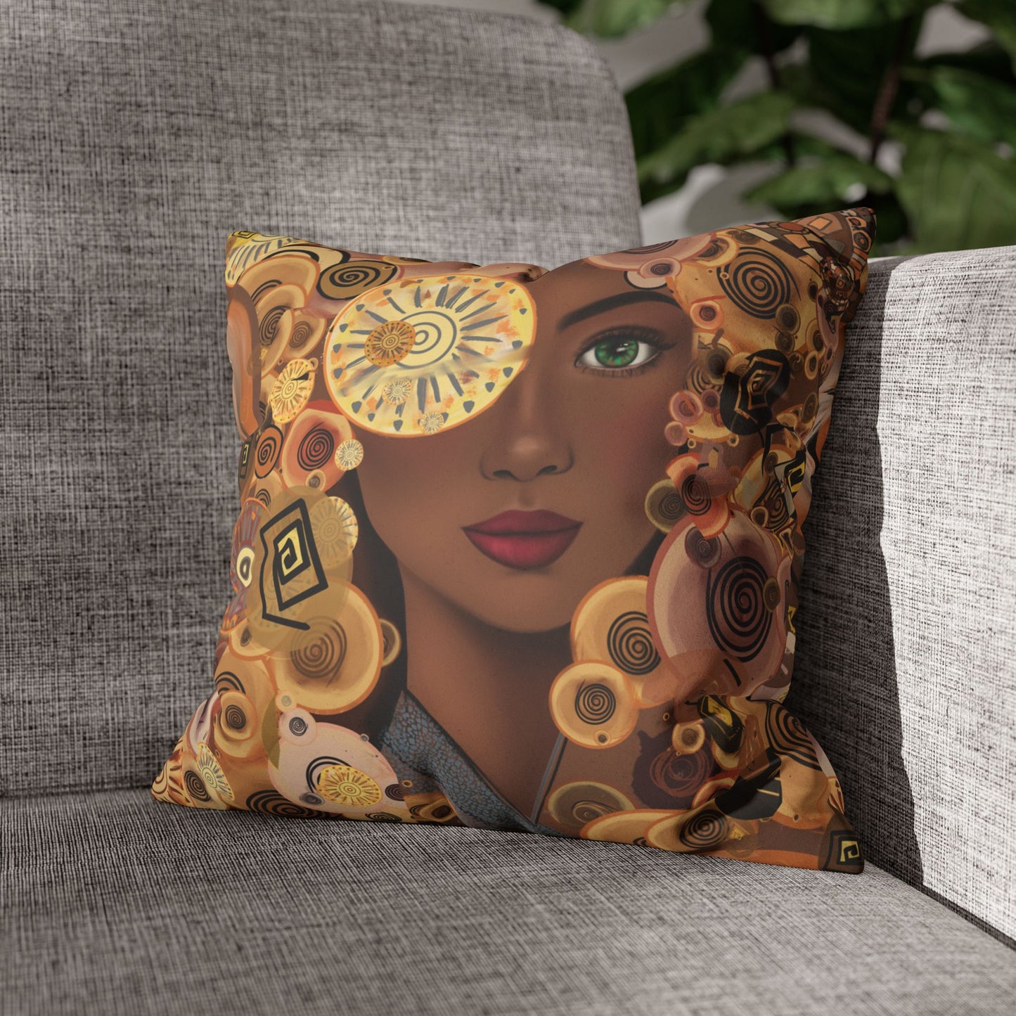 Persian art inspired beauty Faux Suede Square Pillow Cover
