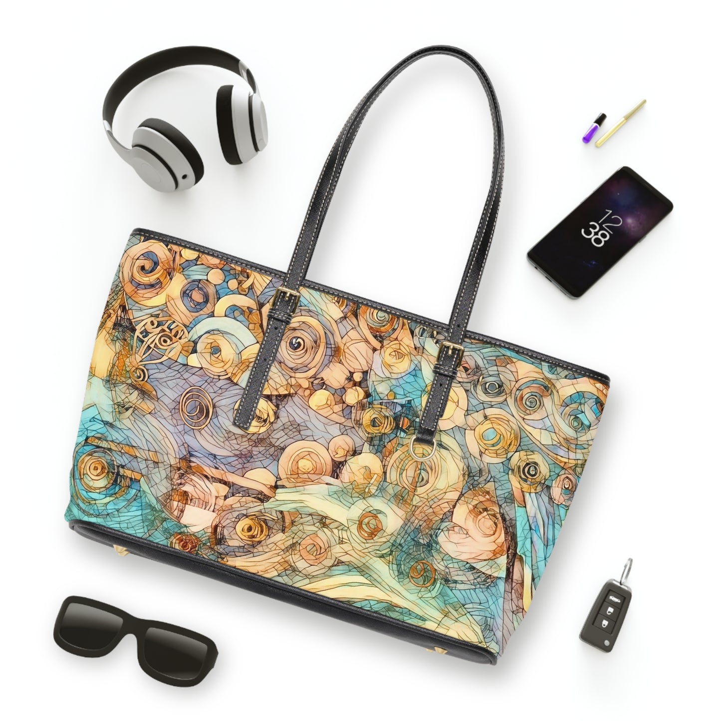 Copy of Elegant PU Leather Shoulder Bag with Artistic Calligraphy Design