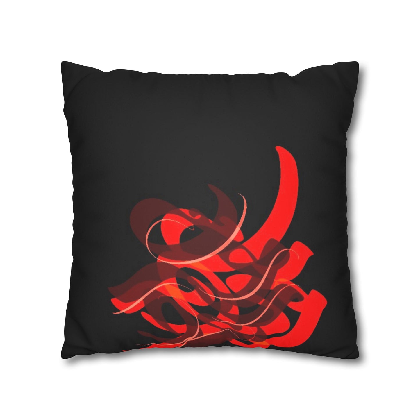 Square Pillowcase - Persian Calligraphy Faux Suede Design
