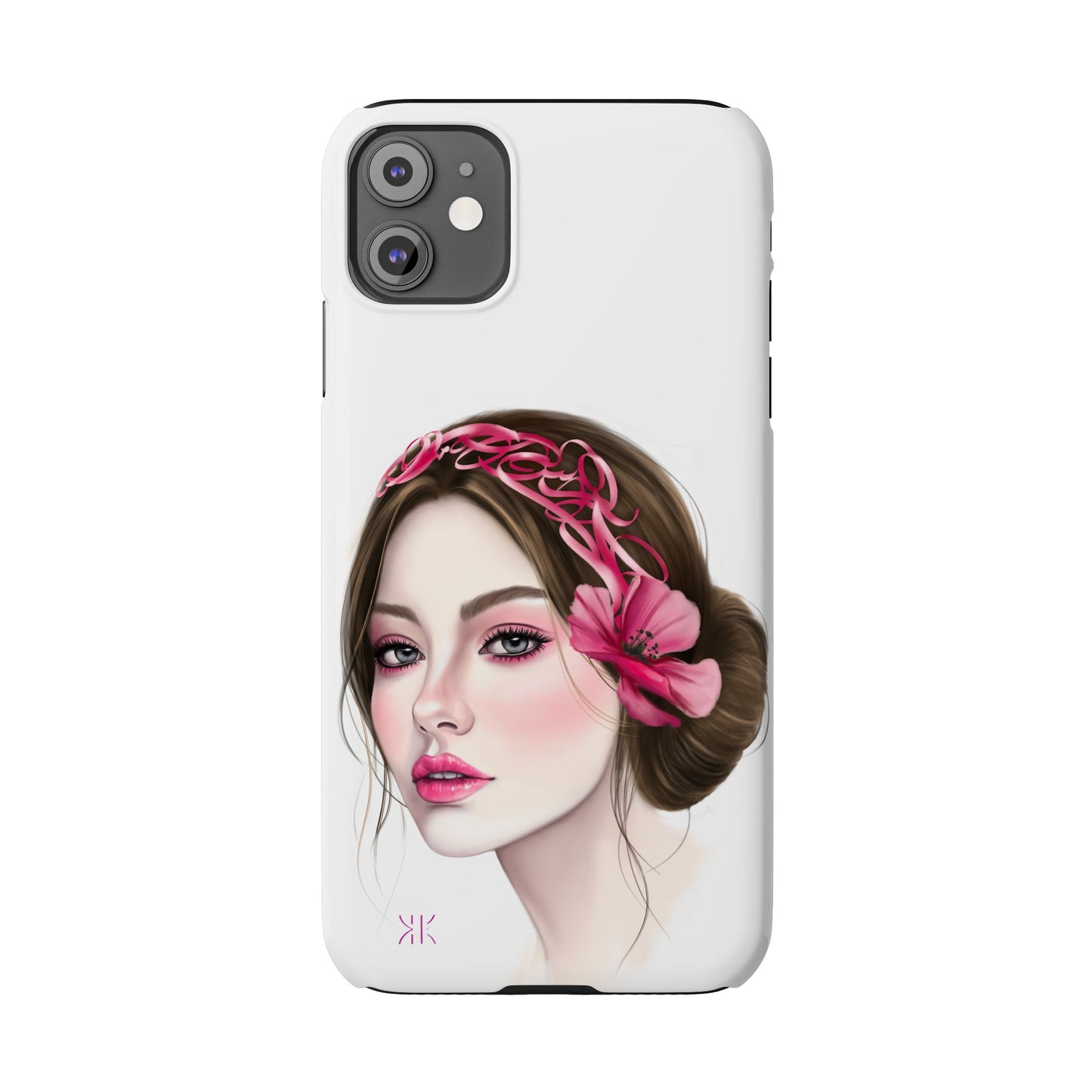 Phone Case - Beautiful Girl Headband Calligraphy Pink