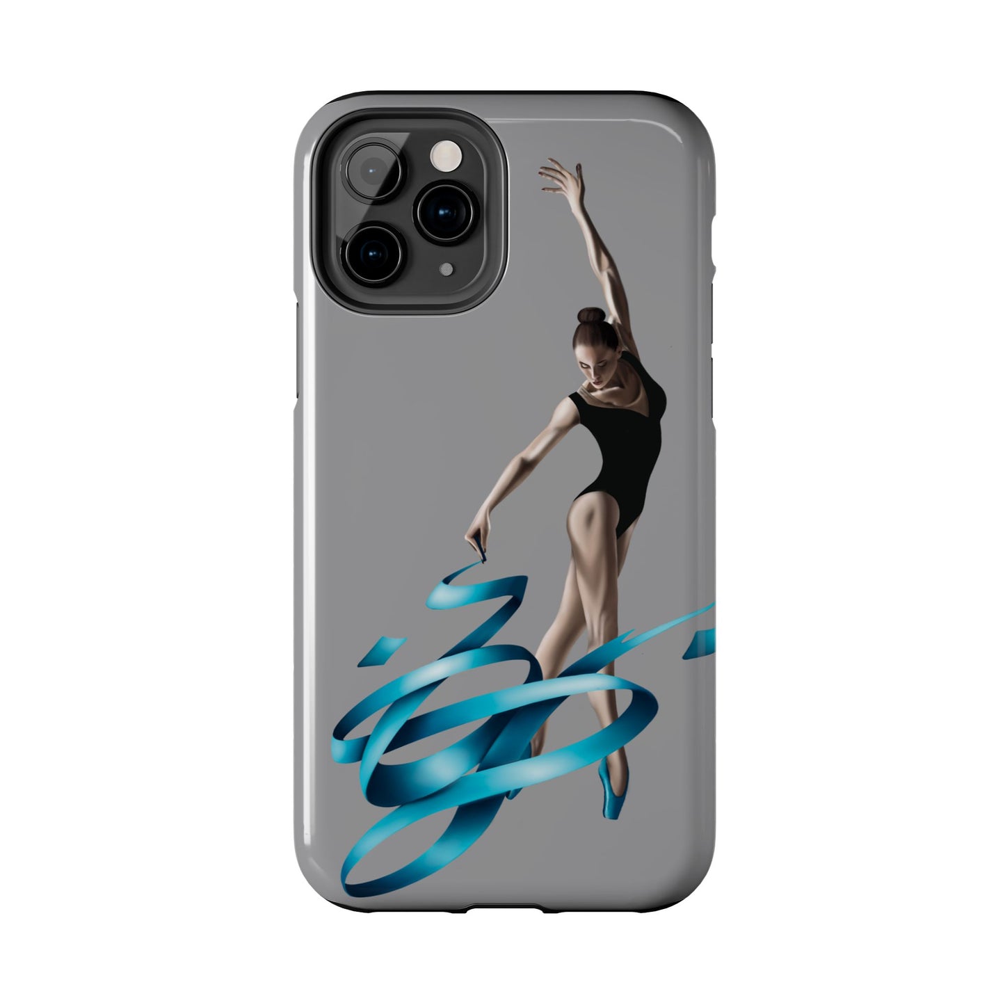Phone Case - Ballerina with Blue Ribbon Persian Calligraphy Design in Grey