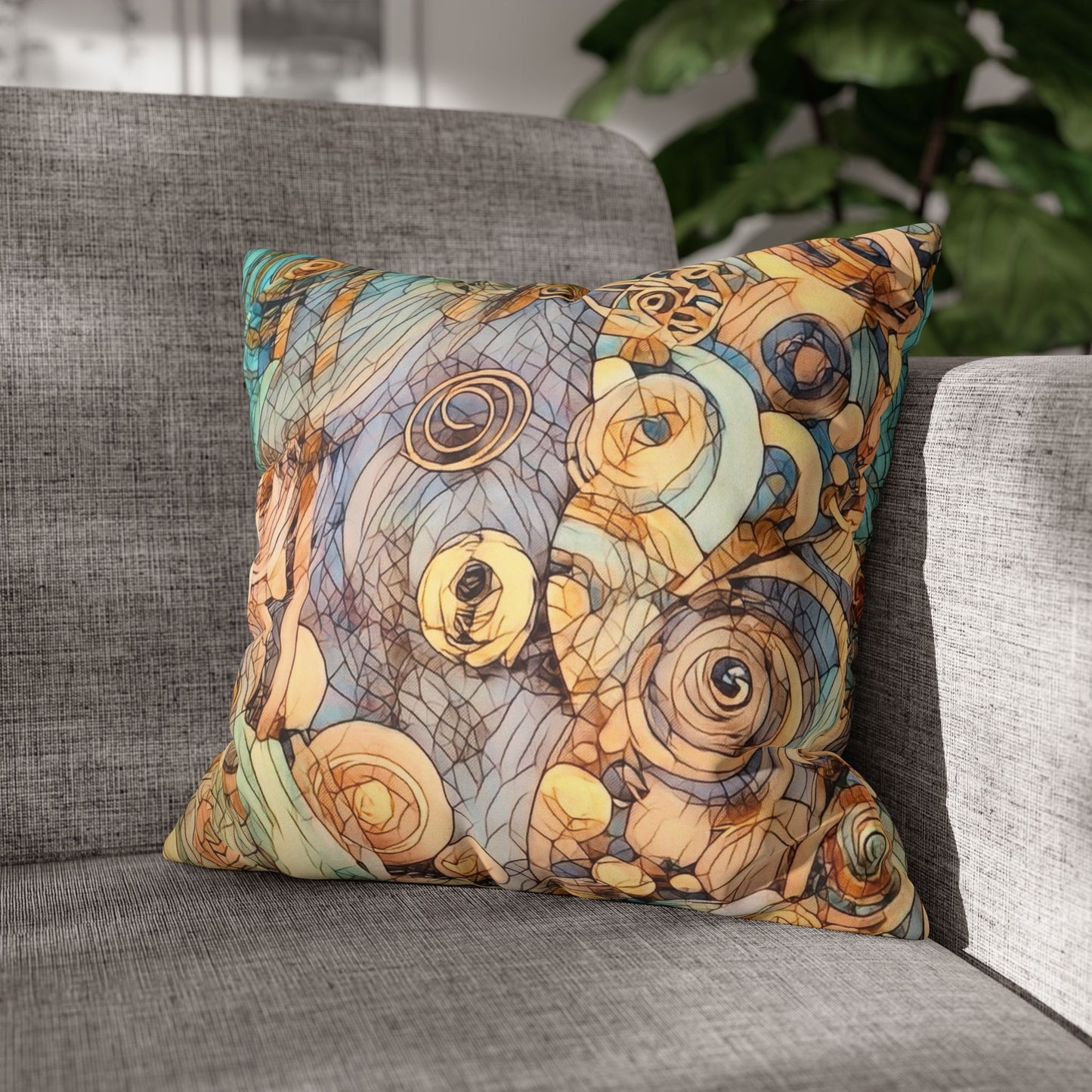 Ethereal Swirls design Faux Suede Square Pillow Cover