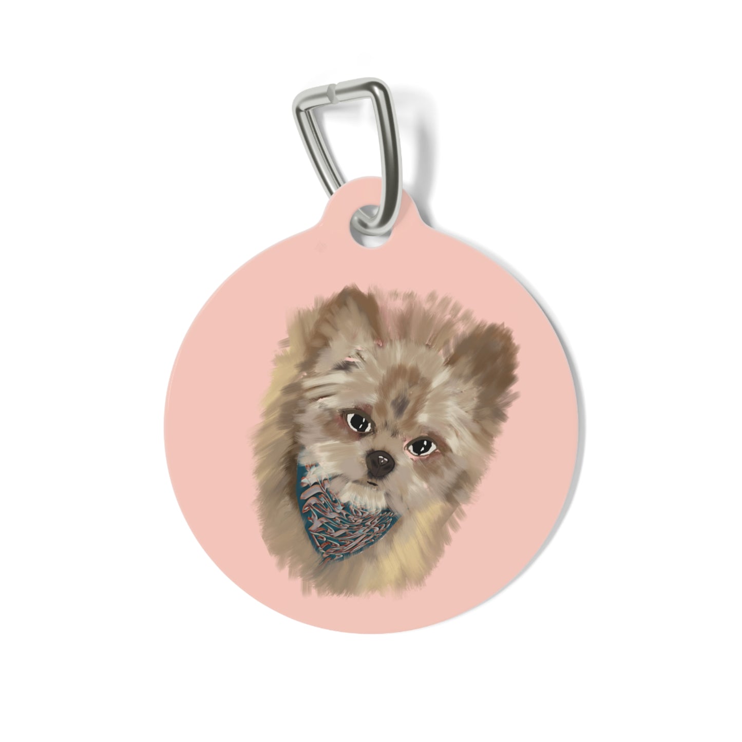 Personalized Pet Tag with Cute Dog Illustration – Custom Name Dog ID Tag in Pink