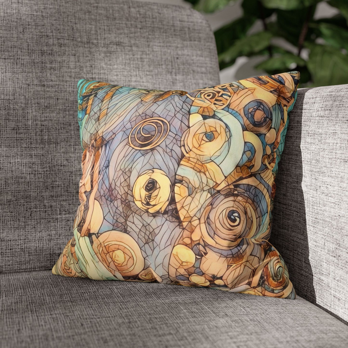 Ethereal Swirls design Faux Suede Square Pillow Cover