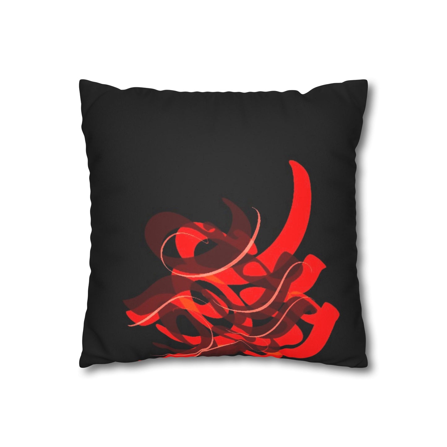 Square Pillowcase - Persian Calligraphy Faux Suede Design