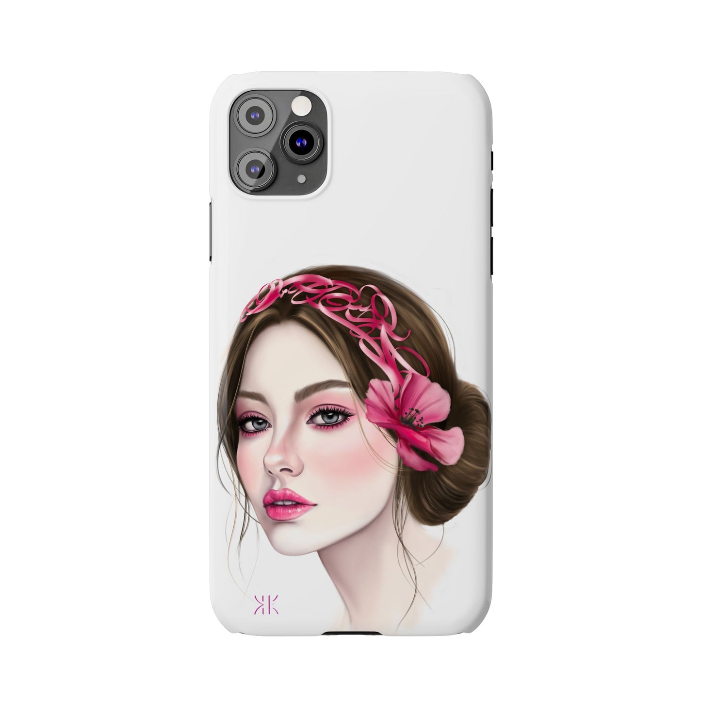 Phone Case - Beautiful Girl Headband Calligraphy Pink