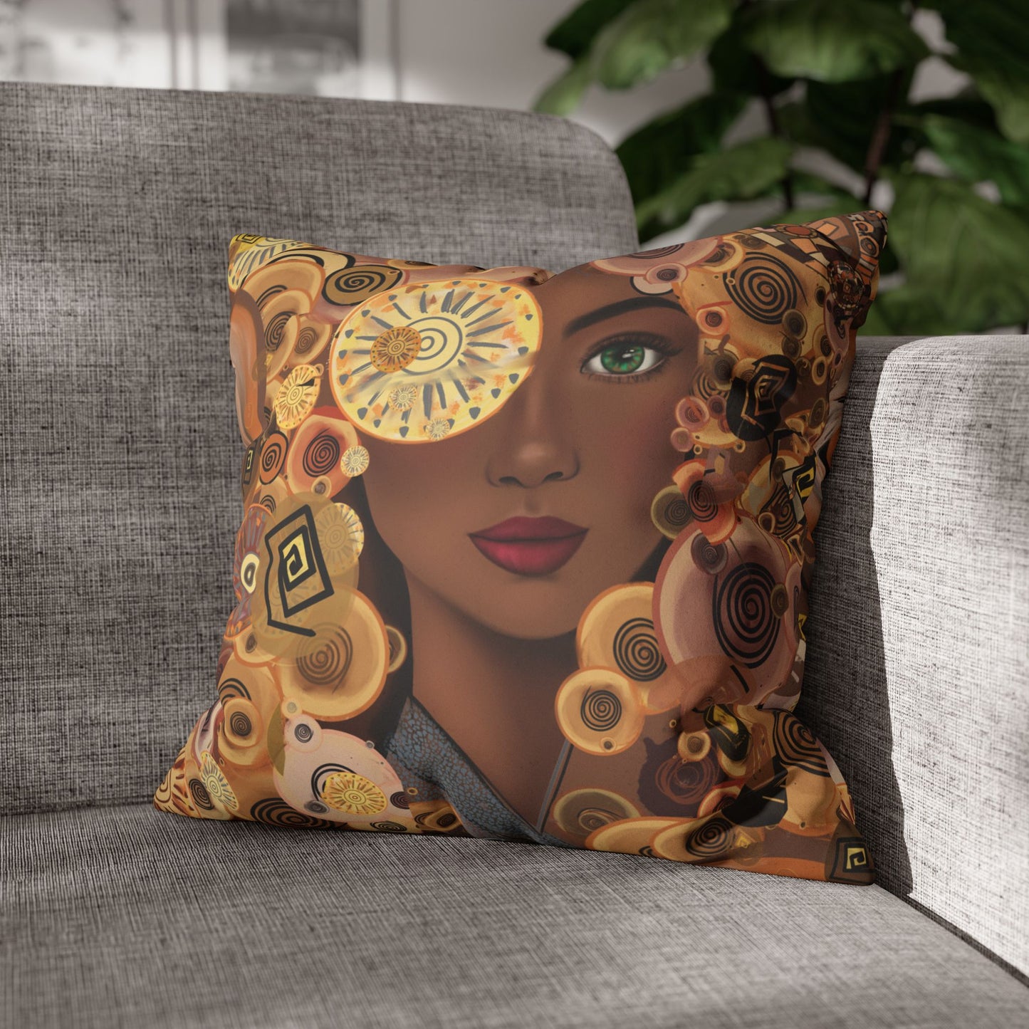Persian art inspired beauty Faux Suede Square Pillow Cover